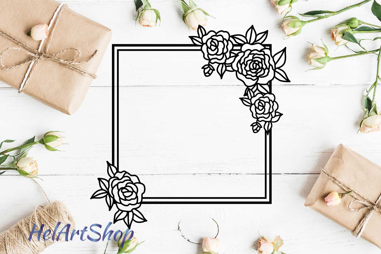 Floral square frame svg (351958) | Illustrations | Design Bundles