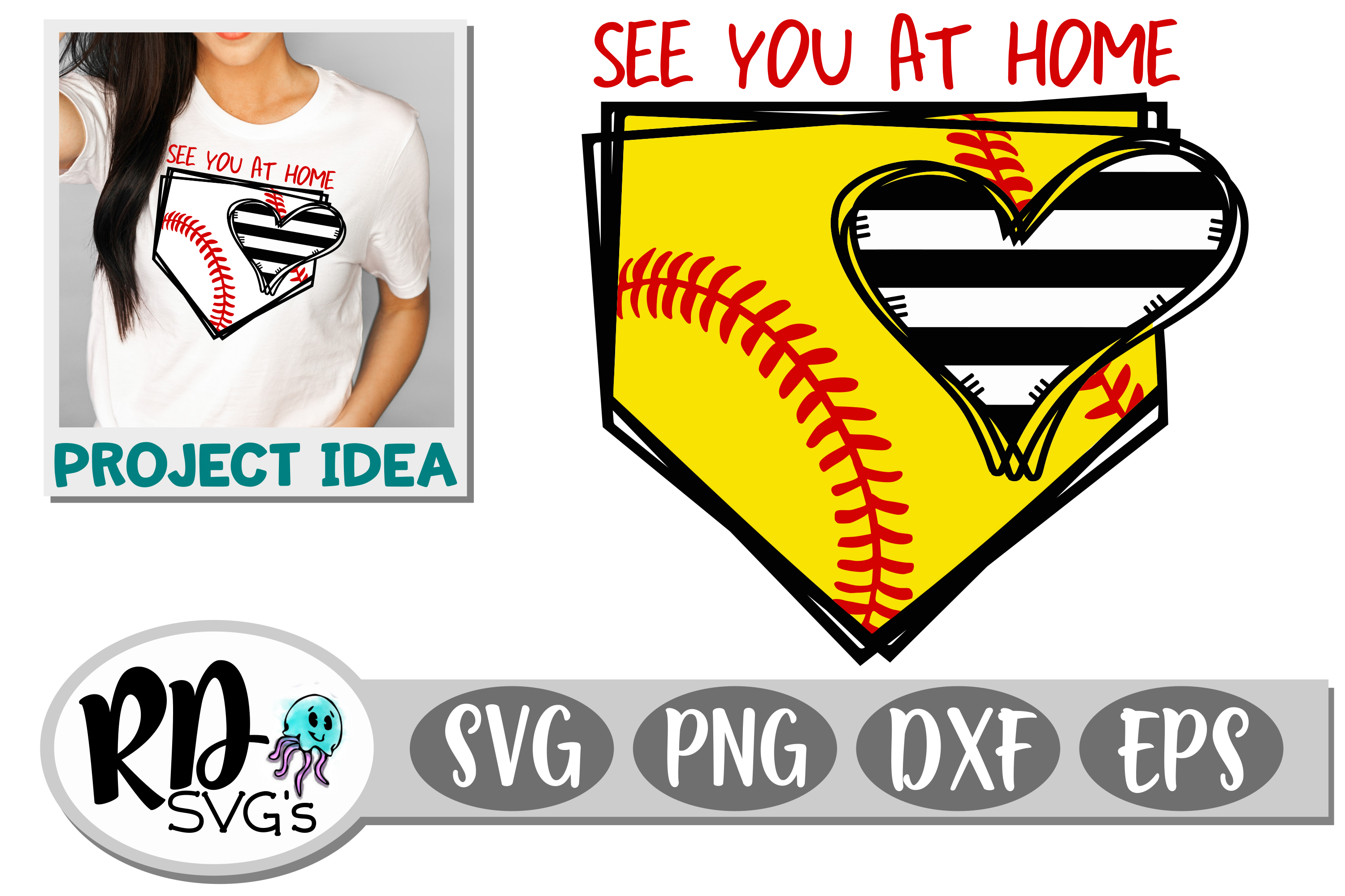 See You At Home A Softball Baseball Cricut Cut File