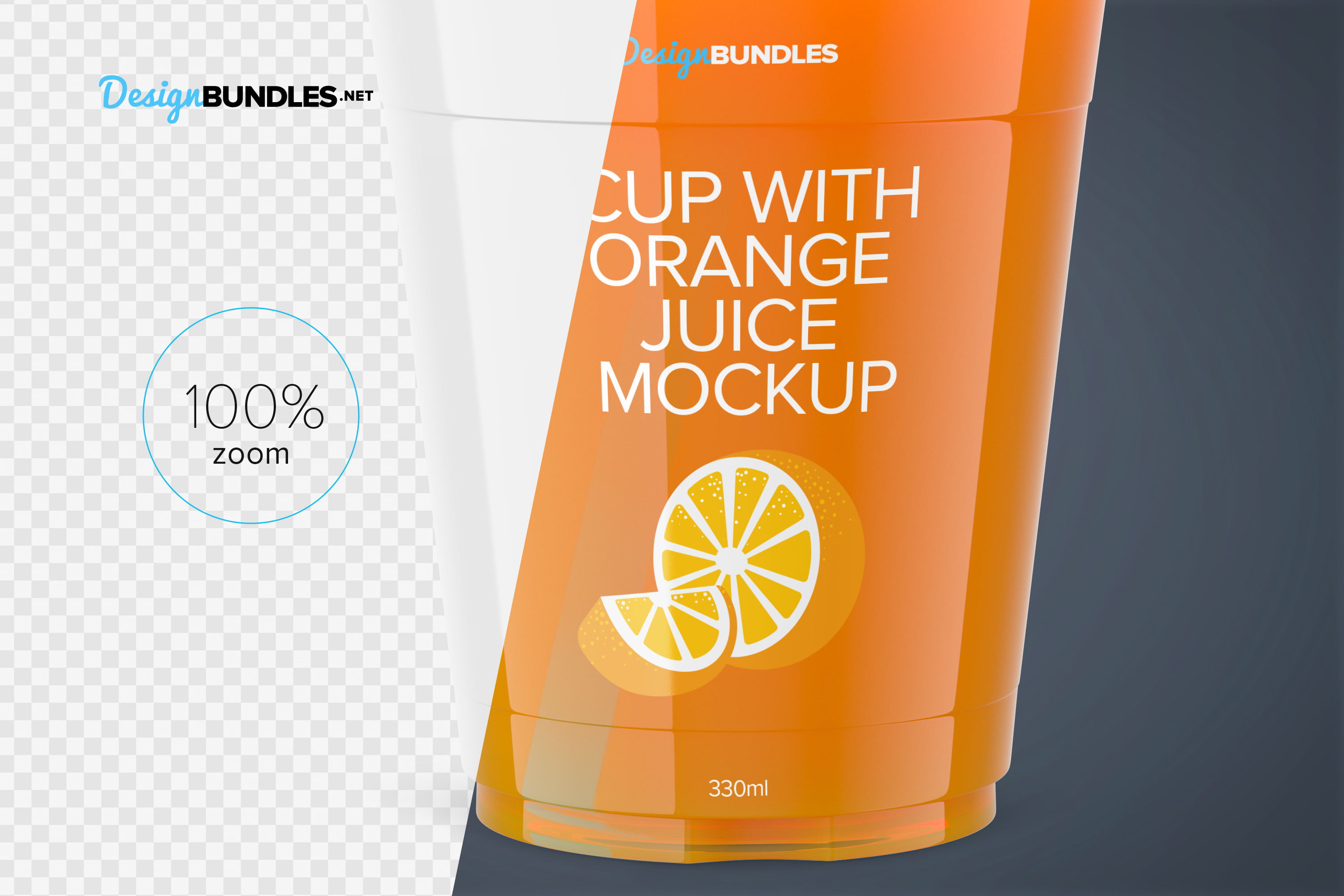 Download Cup with Orange Juice Mockup - Front View