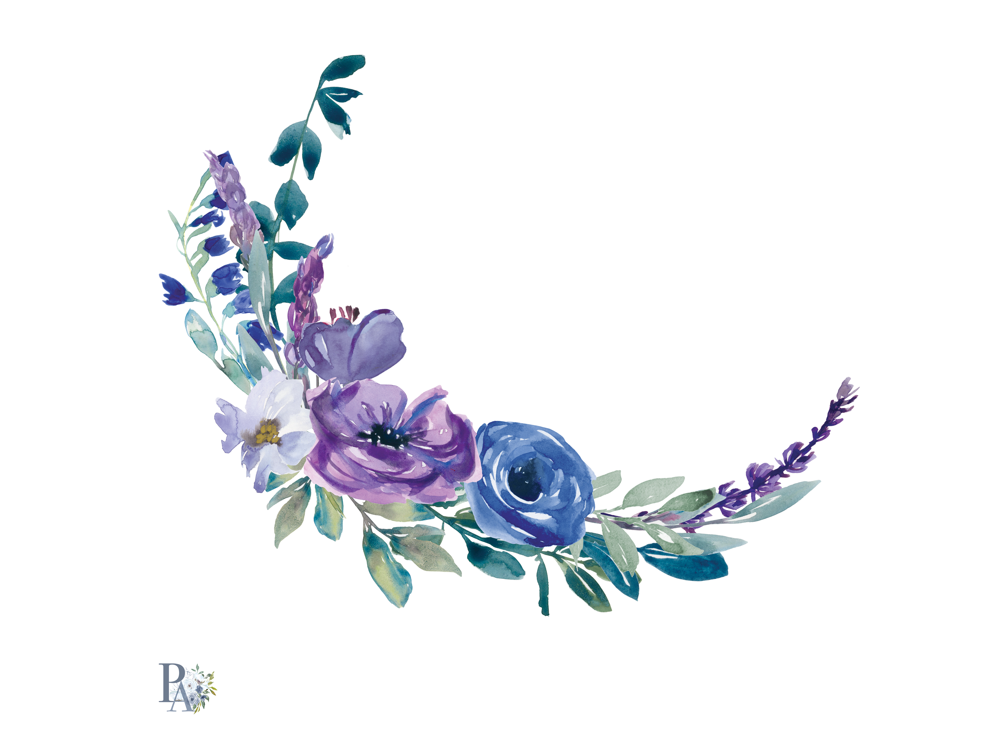 Hand Painted Watercolor Wedding Flowers Clip Art (85530