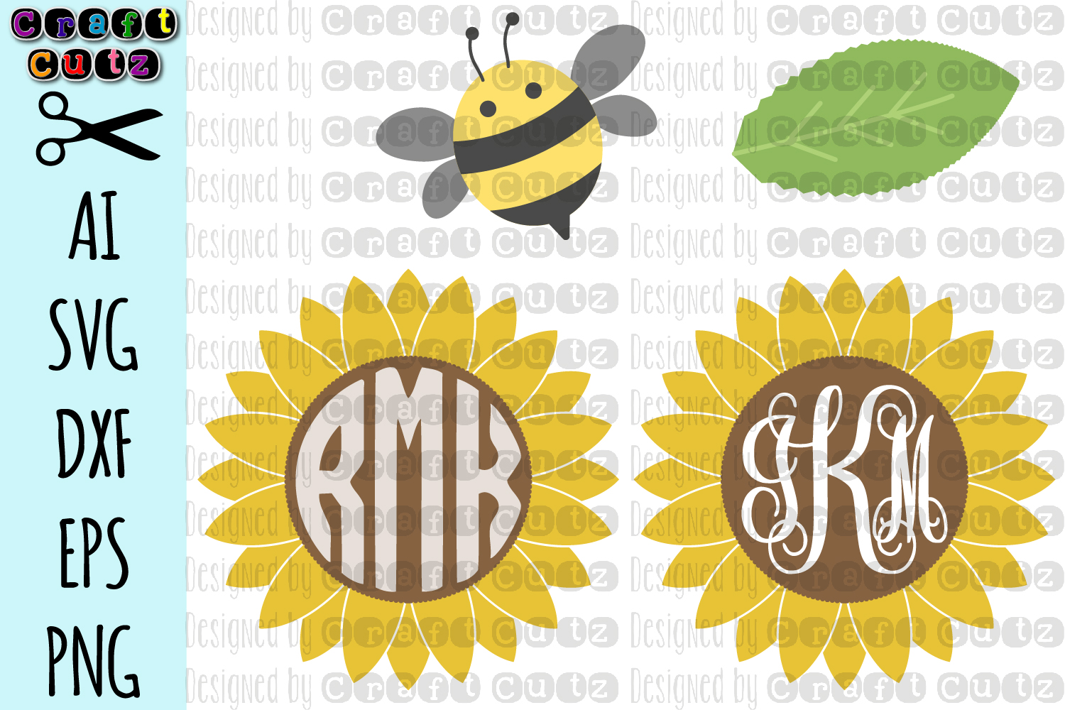 Download Sunflower SVG, Sunflower Monogram svg, Bumblebee SVG