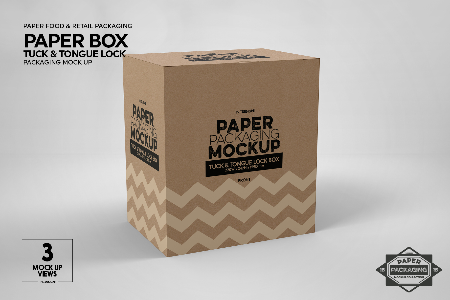 Download Paper Box Tuck & Tongue Lock Packaging Mockup