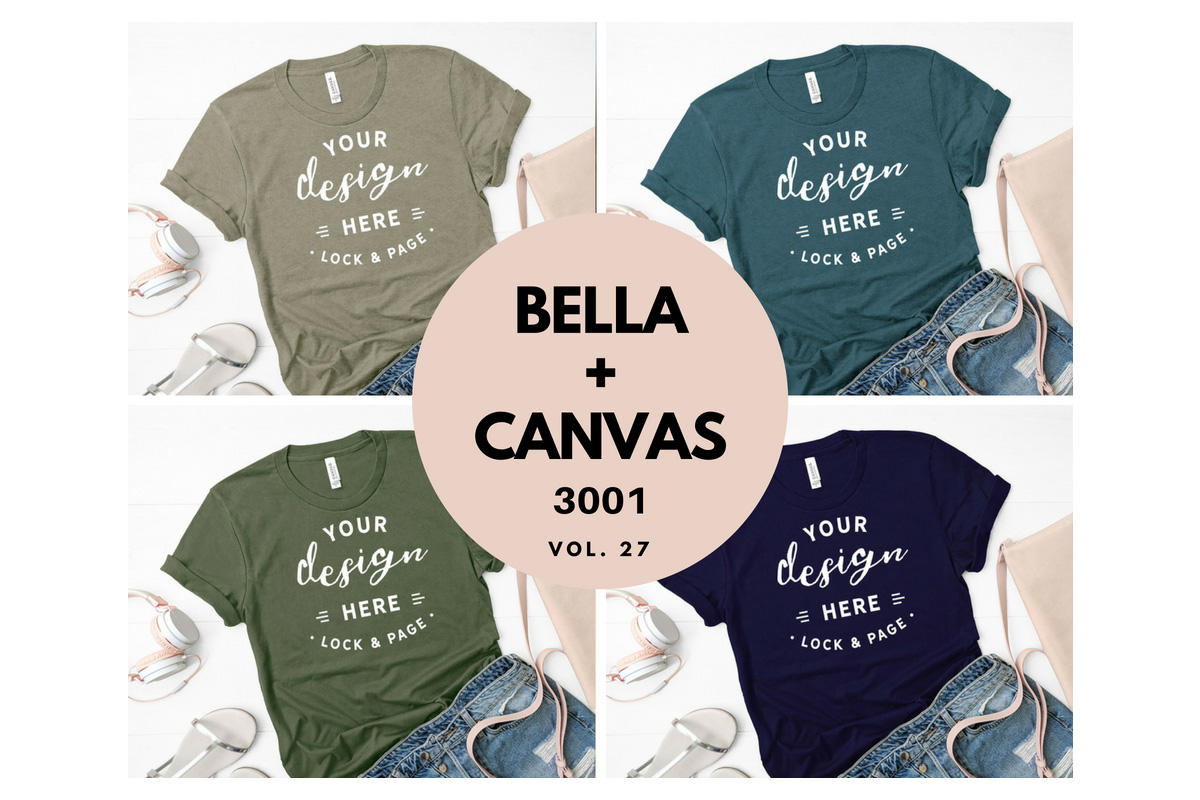Download Bundle T Shirt Mockup Bella Canvas 3001 T-Shirt Flat Lay (104565) | Mock Ups | Design Bundles