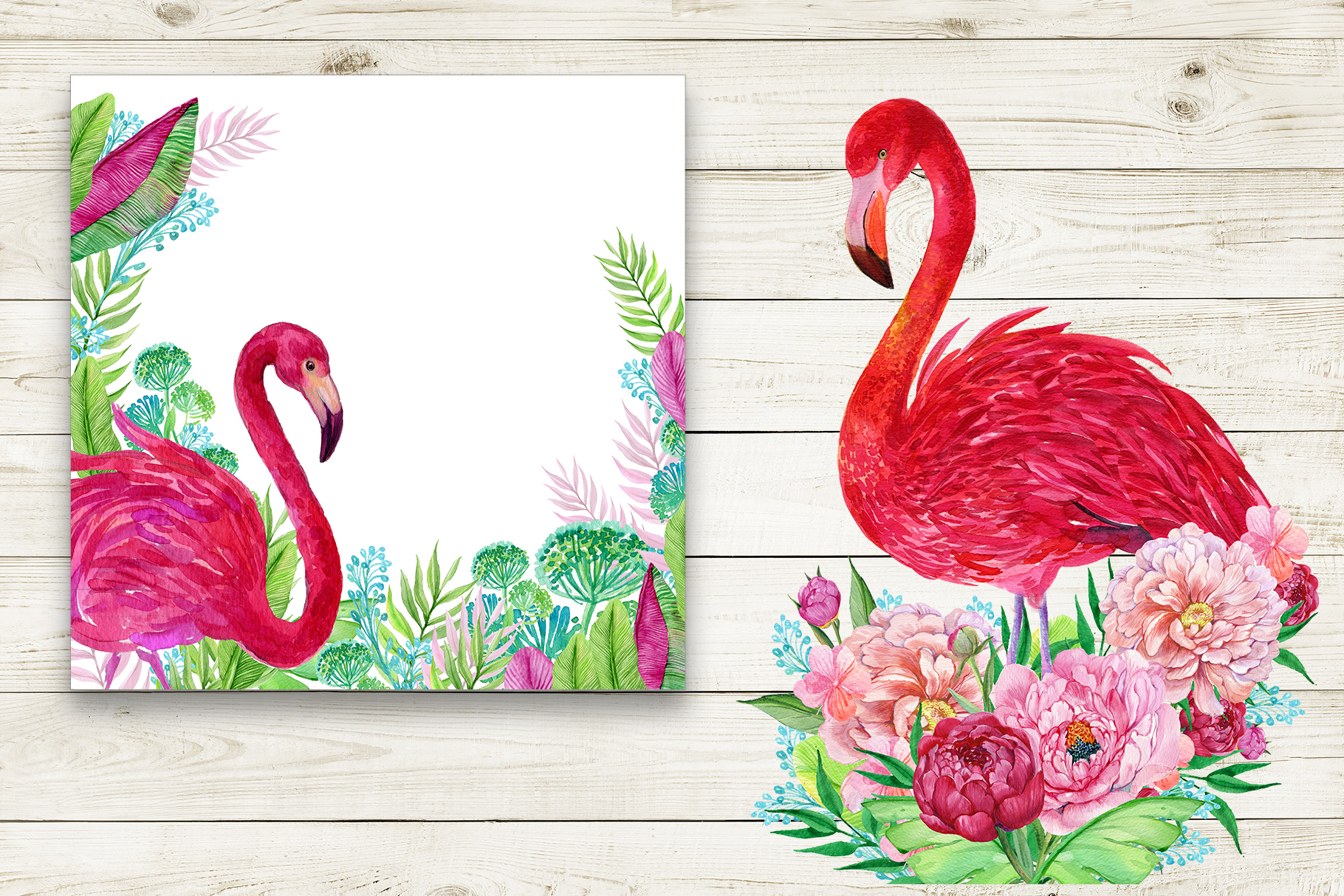 Download Flamingos and flowers backgrounds.Watercolor. Flowers ...