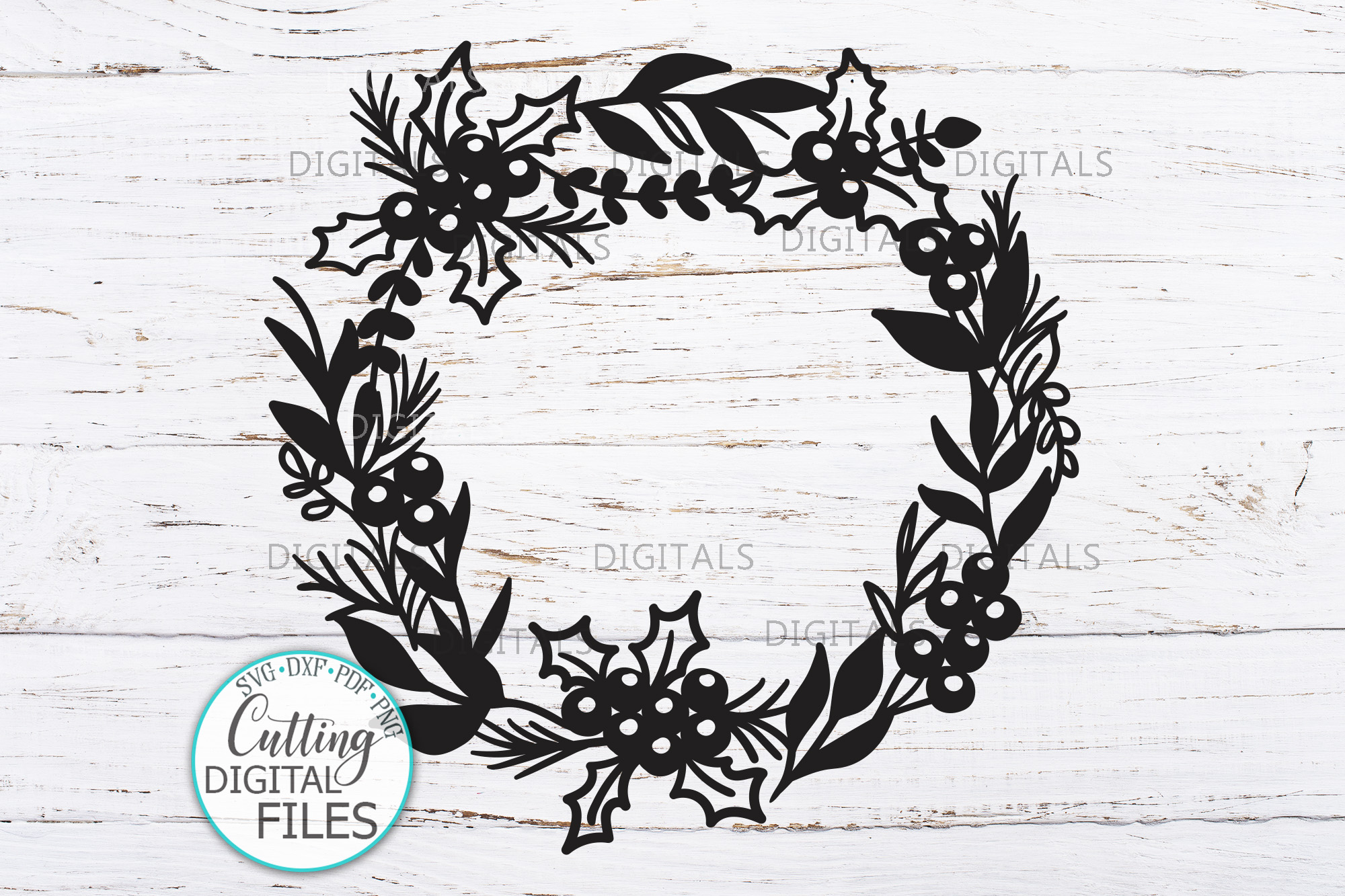 Download Christmas Holly berries Floral Borders Wreath Bundle svg cut