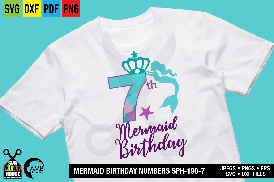 Download Mermaid Birthday Numbers 7th birthday svg, SPH-190-7 ...