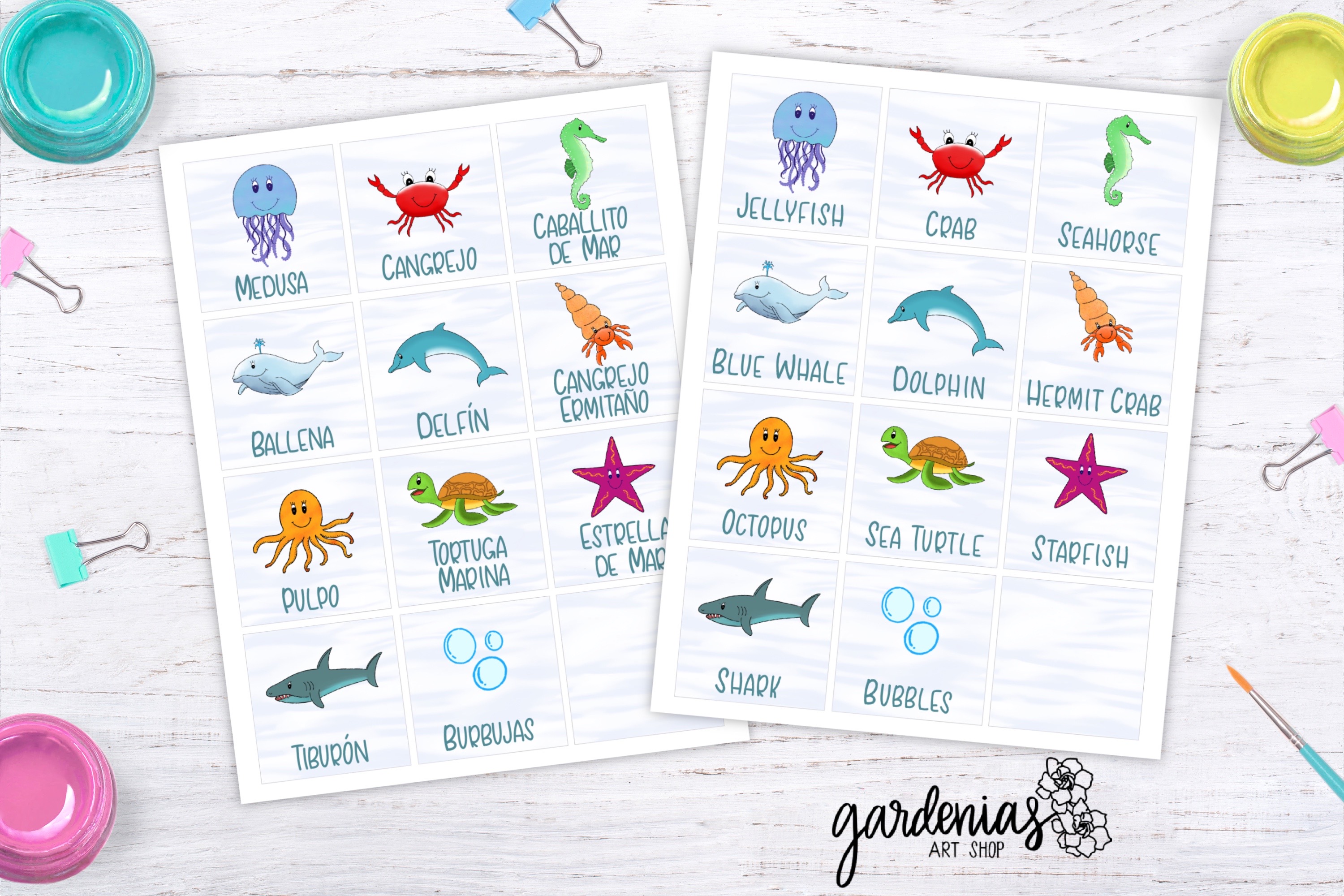 sea animals memory game printable matching game cards