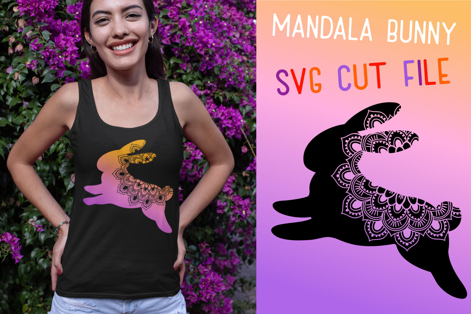 Mandala Bunny SVG cut file