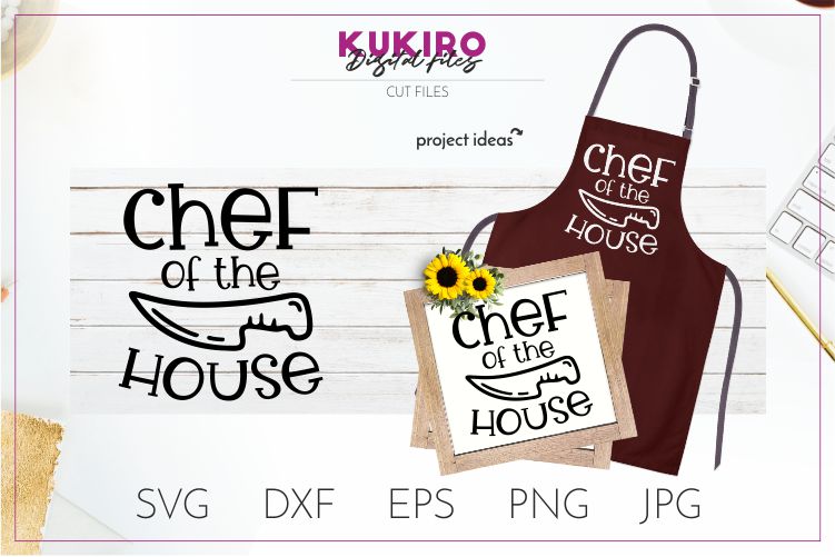 Chef of the house svg - Apron cut file - Father's day svg