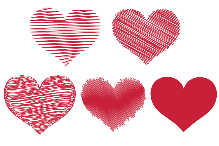 100 Hearts clipart PNG, Scribble Hearts, Hearts digital