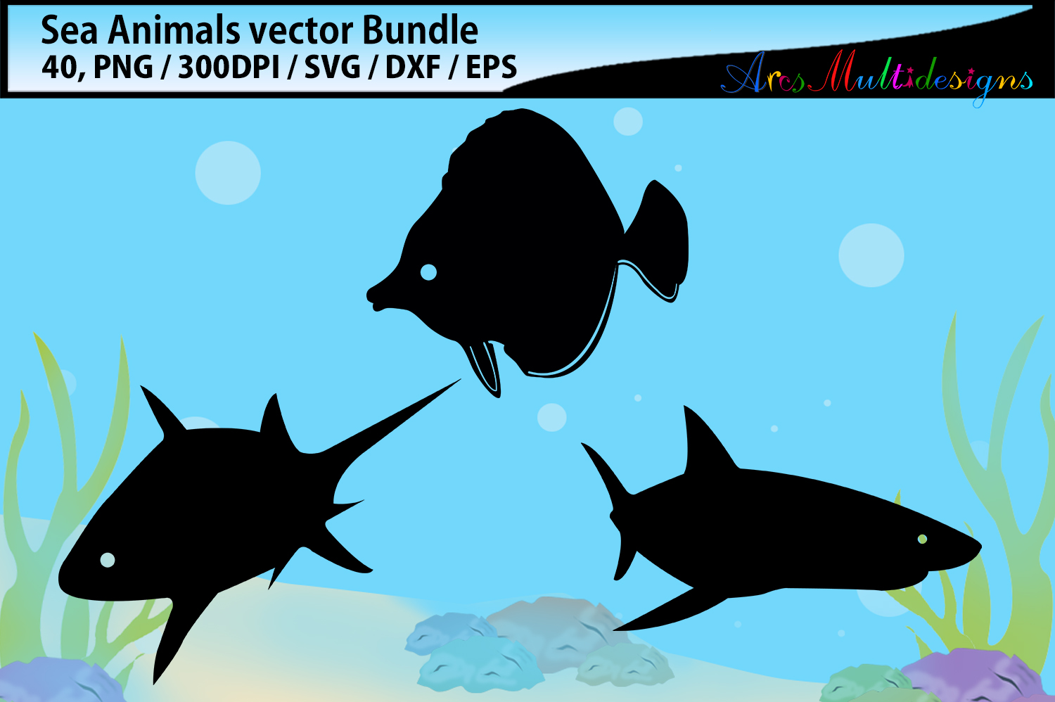 Download Sea animals svg silhouette bundle / sea animals silhouette