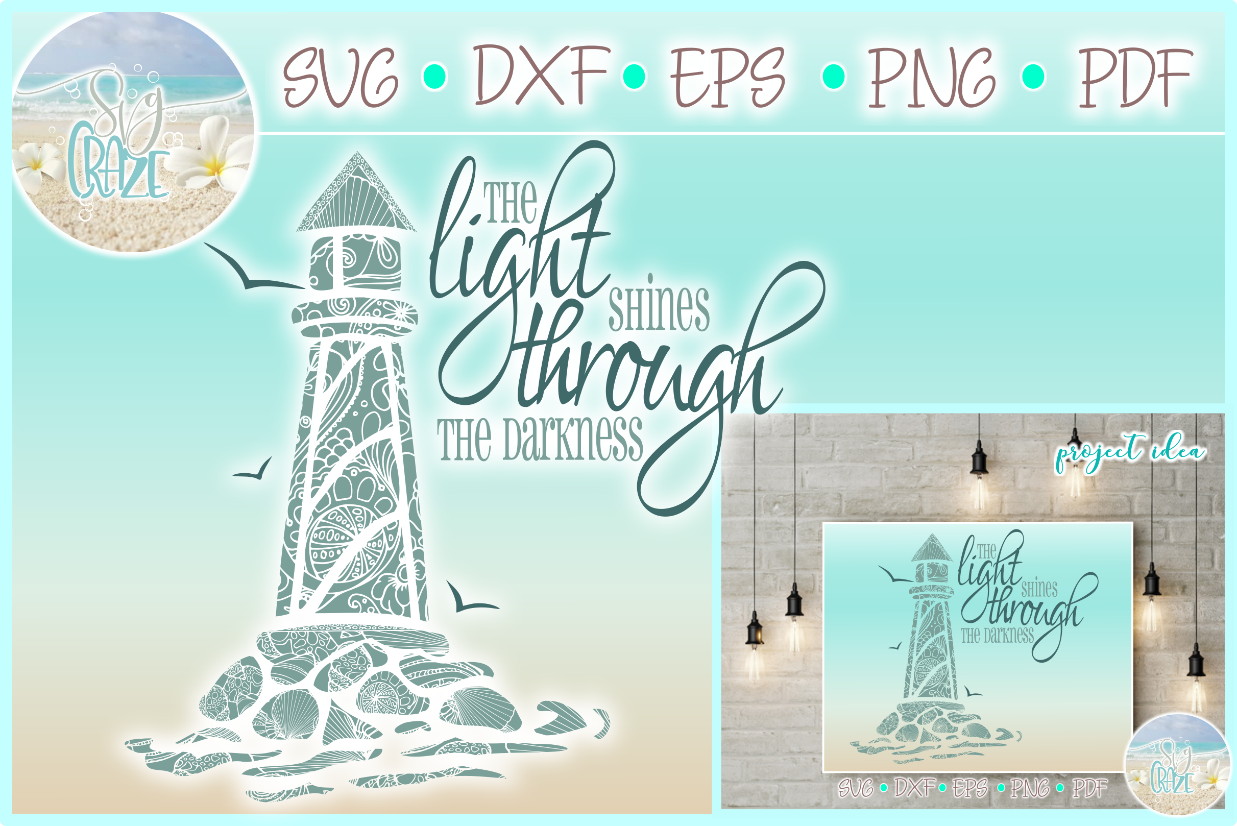 Download Lighthouse Mandala Zentangle With Quote SVG (261322 ...
