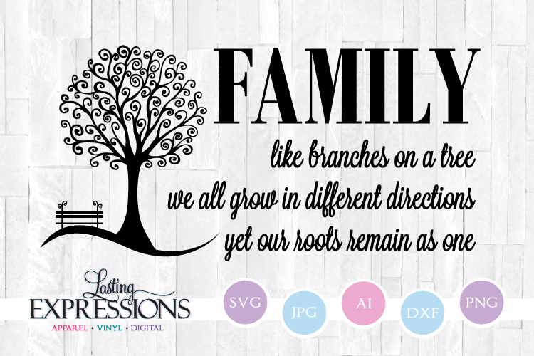 Family Tree Quote // Like Branches on a Tree // Tree Clipart (206638) | SVGs | Design Bundles
