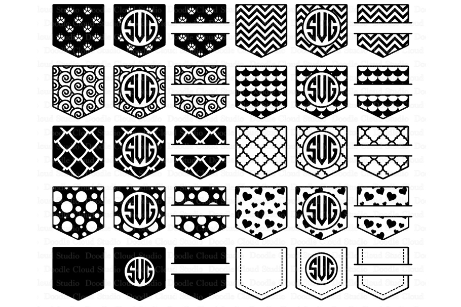 Download Pocket Monogram SVG, Shirt Pocket Patterns SVG PNG Files (122536) | Cut Files | Design Bundles