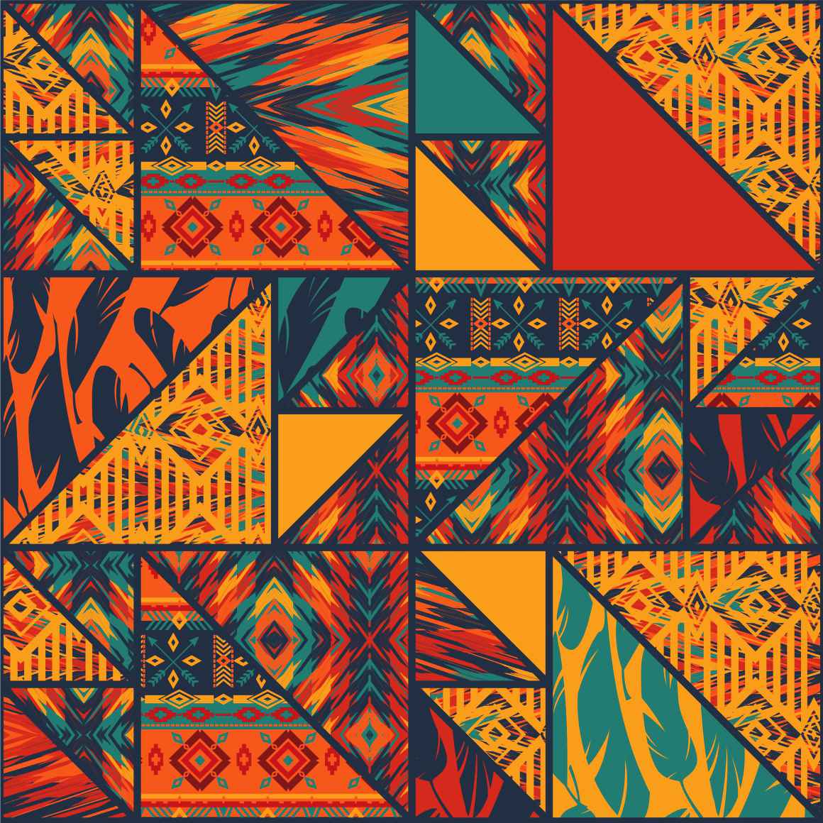 Set Of Tribal Seamless Patterns.