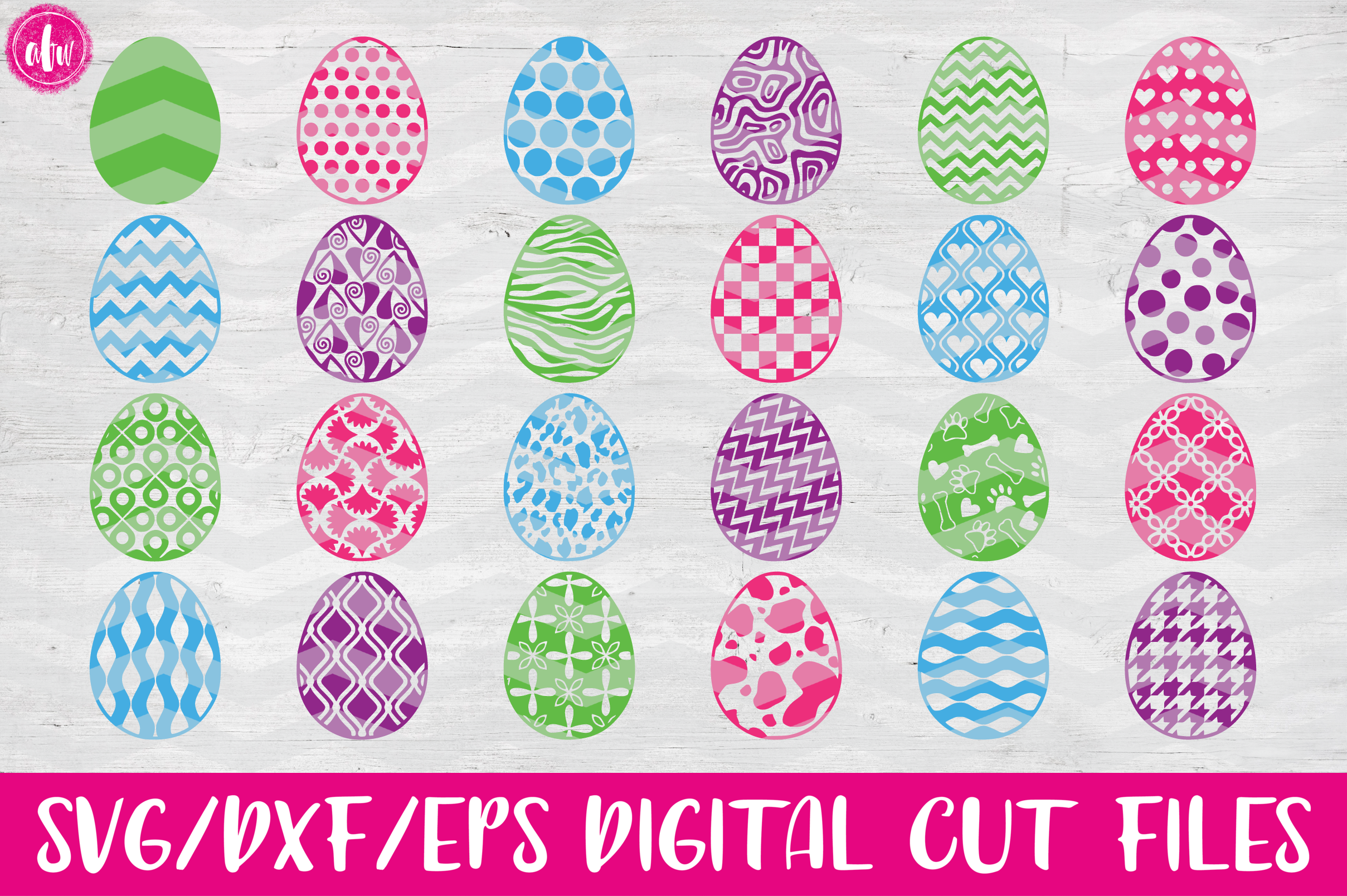 Pattern Easter Eggs Set of 40 - SVG, DXF, EPS Cut Files ...