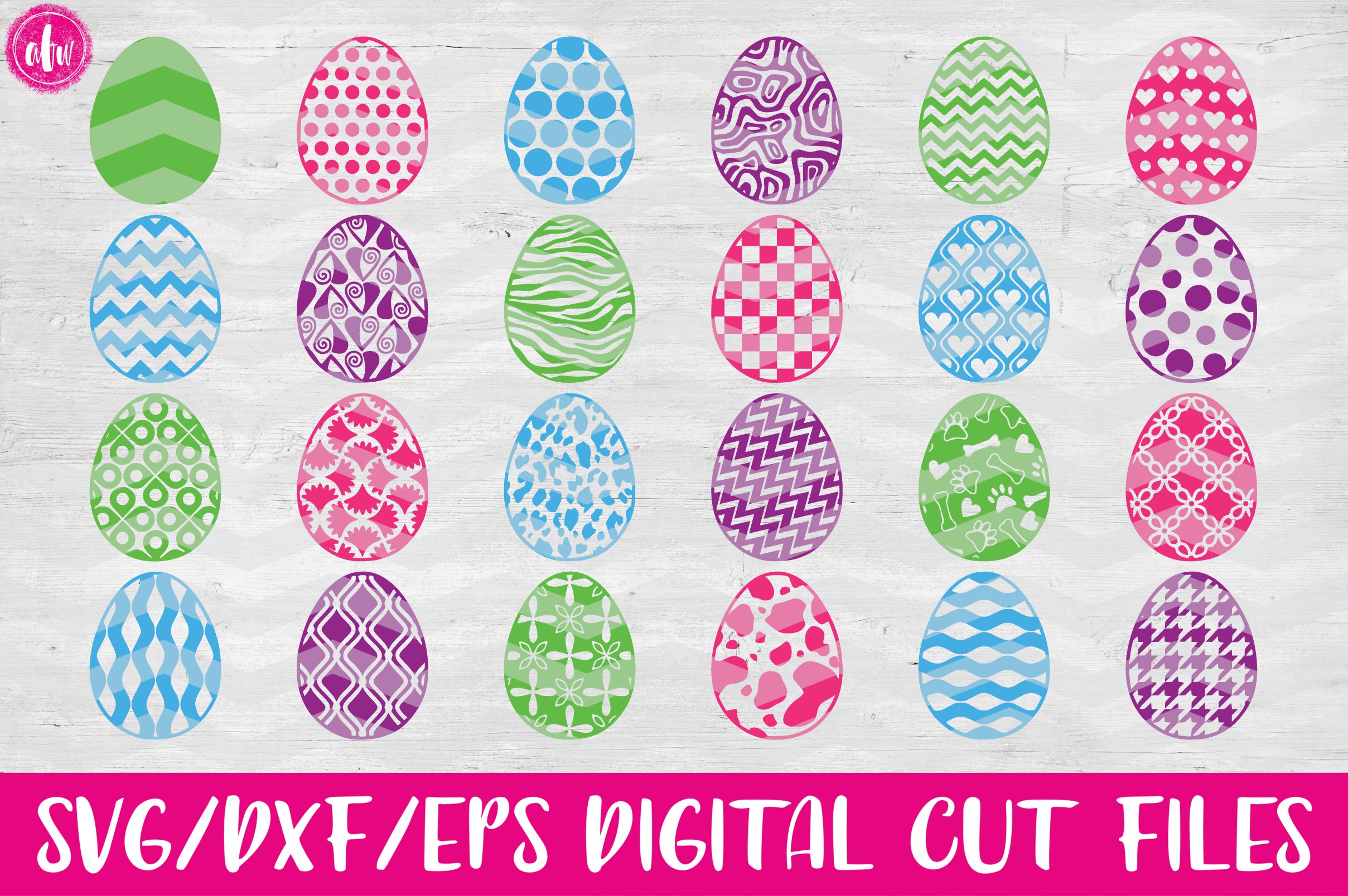 Pattern Easter Eggs Set of 40 - SVG, DXF, EPS Cut Files (13393) | SVGs | Design Bundles