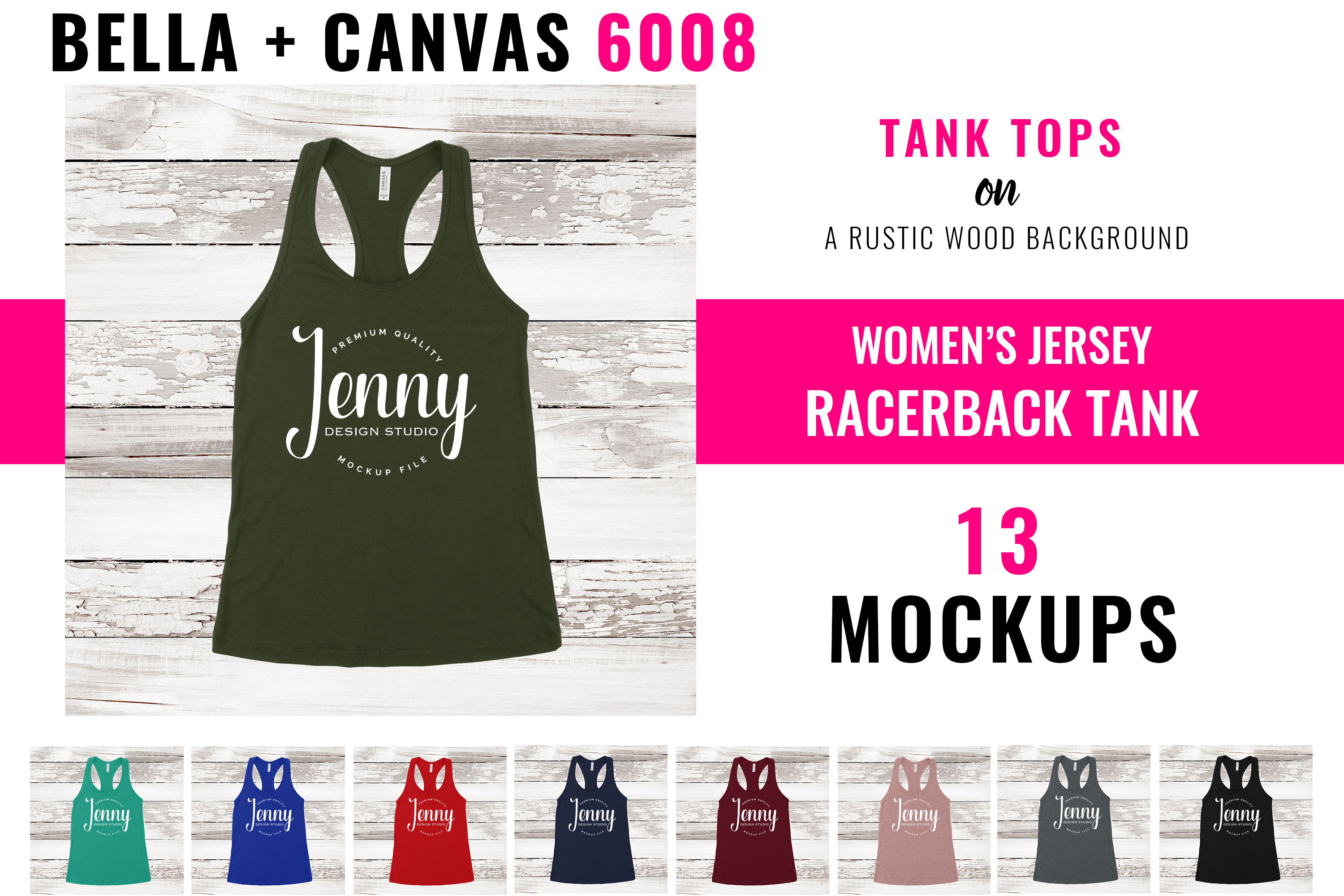 Download Bella Canvas 6008 Mockup Bundle, Women's Racerback Tank Top