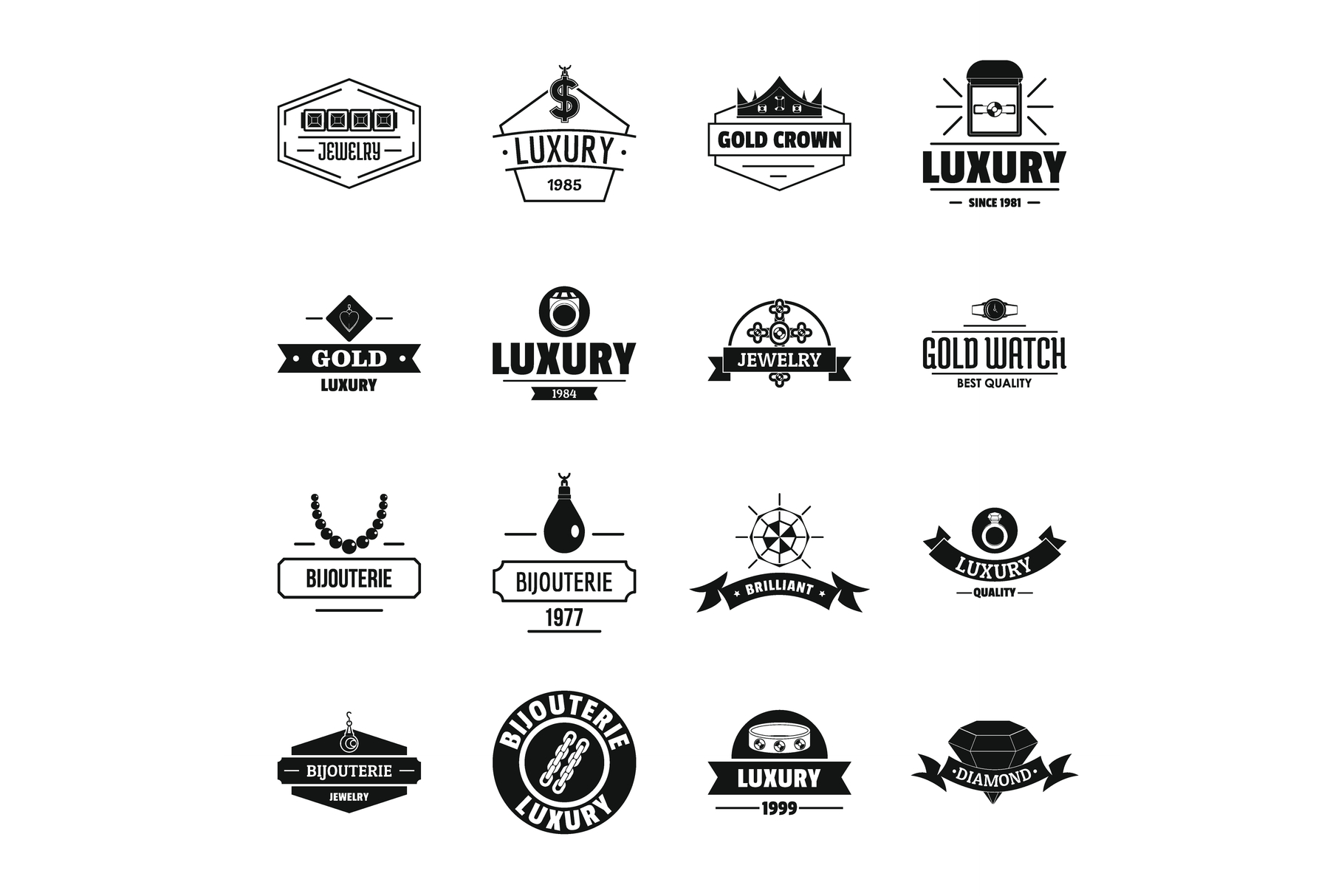 Luxury logo icons set, simple style