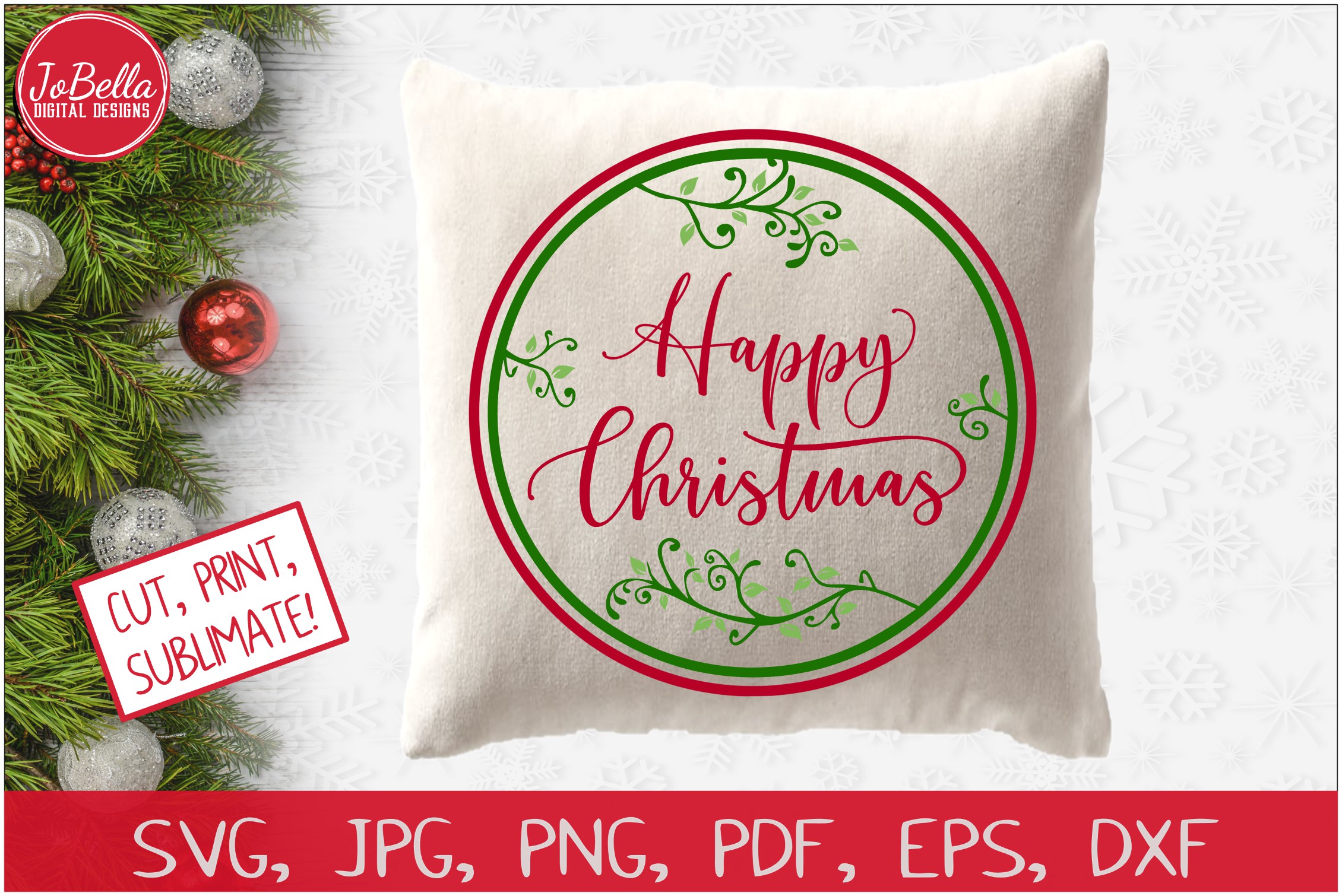 Download Happy Christmas SVG Printable & Sublimation PNG