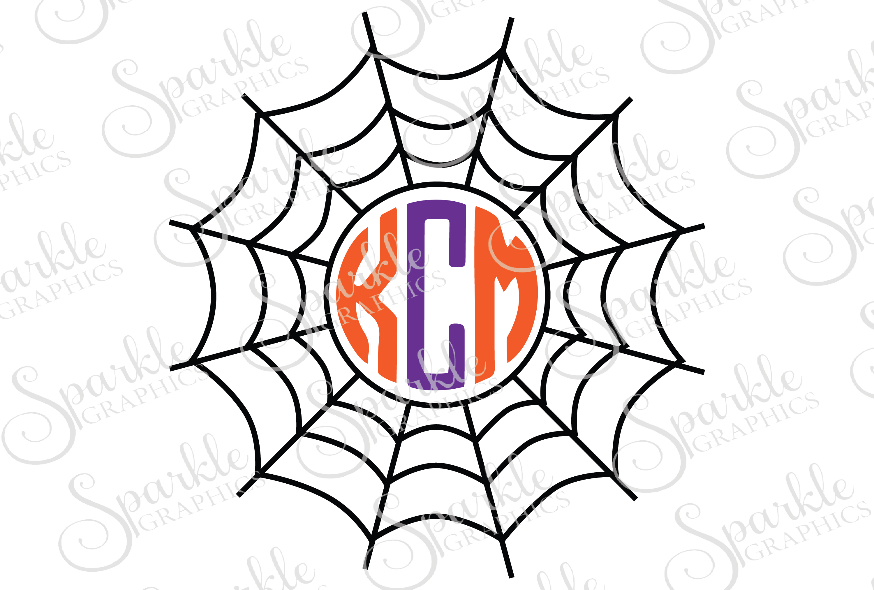 Spider Web Monogram Frame Cut File Set | SVG, EPS, DXF, PNG