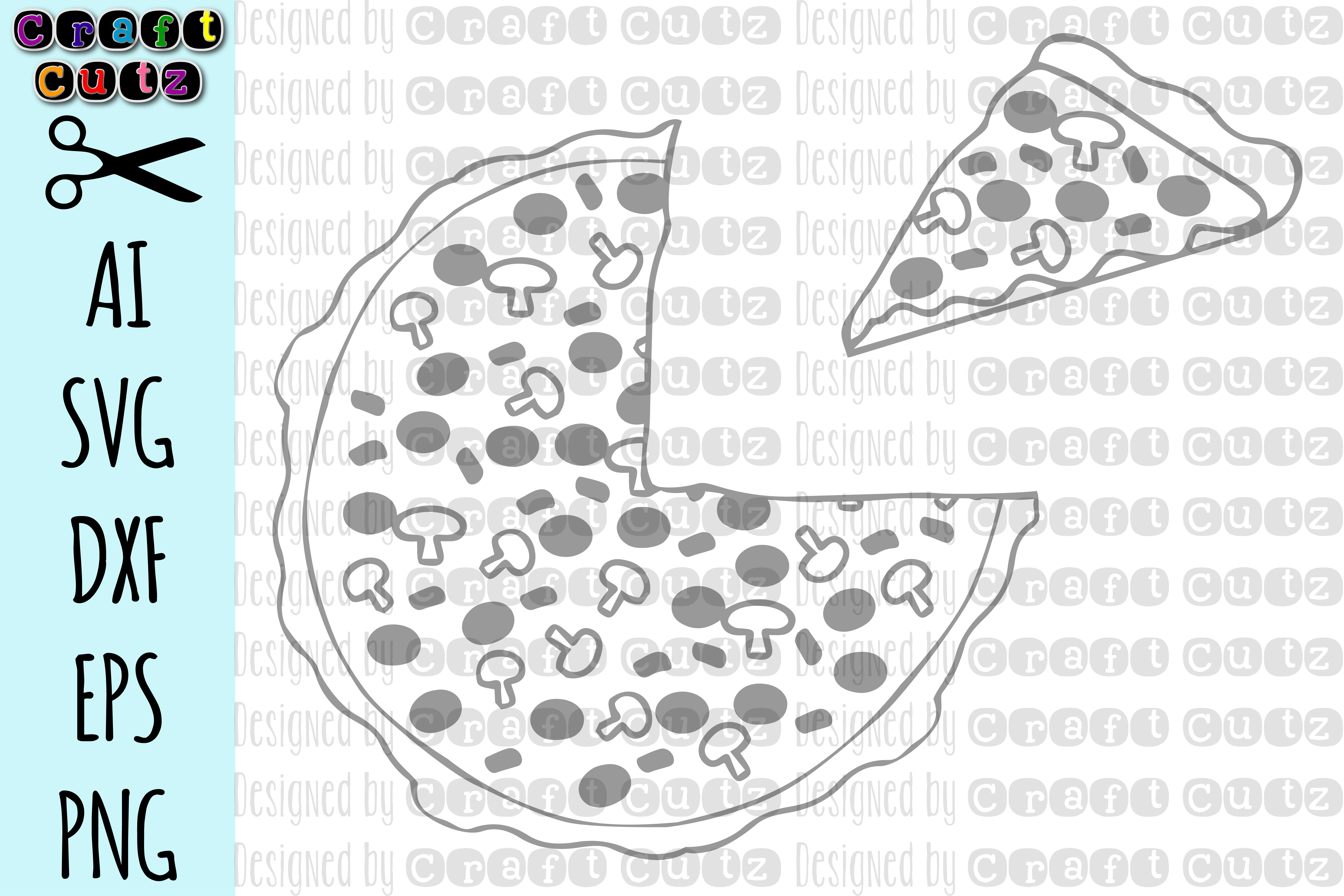 Pizza Pie, Two Pizza Slices, AI, SVG, DXF, EPS, and PNG (66492) | SVGs ...