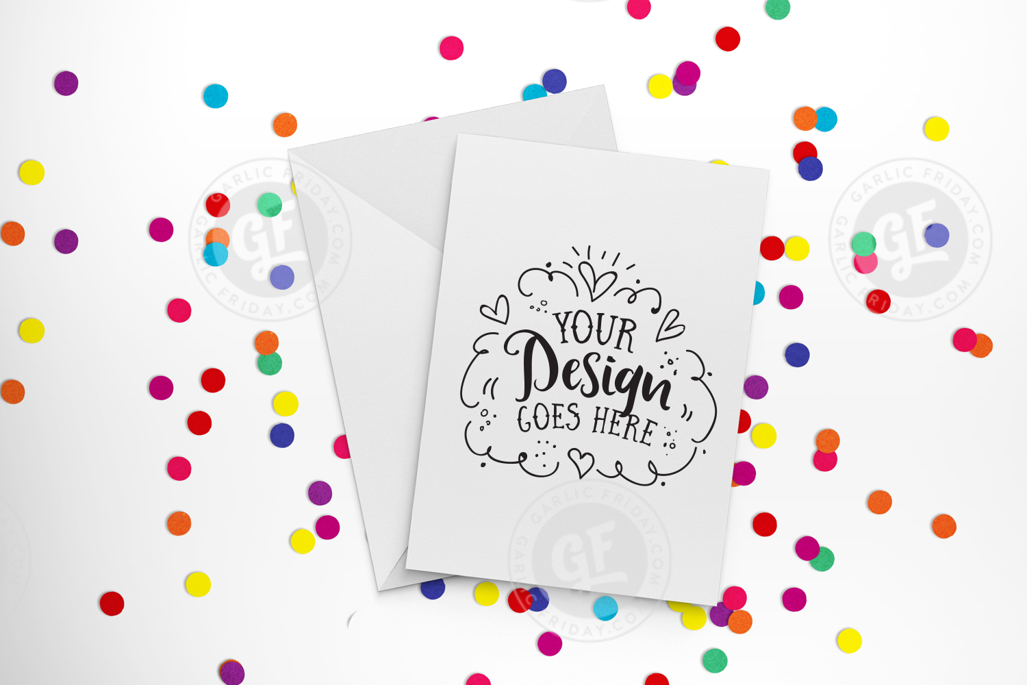 Download Rainbow confetti greeting card mockup with smart objects ...