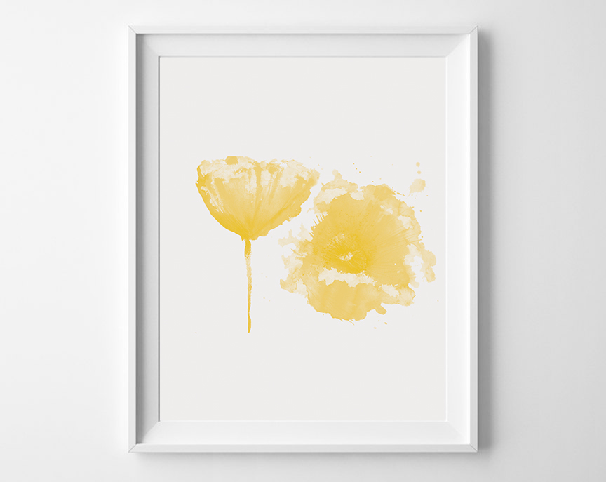 Yellow Wall Art Watercolor Print Flower Poster