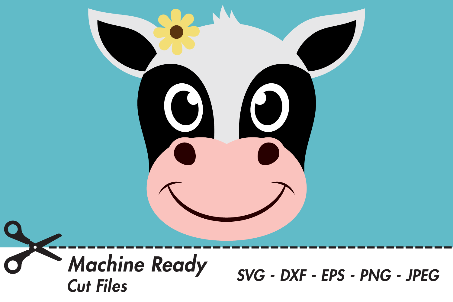 Download Cute Cow SVG Cut Files, Happy Farm Animal, Cow Face