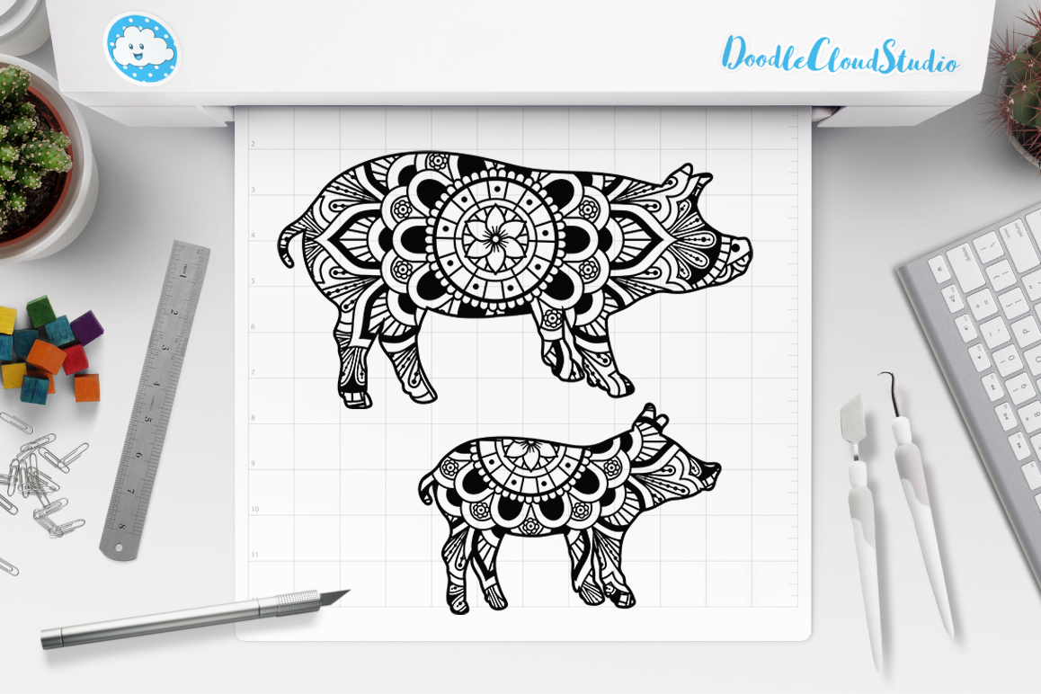 Download Pig Mandala SVG, Piglet Mandala, Pig Clipart, Farm Animal.