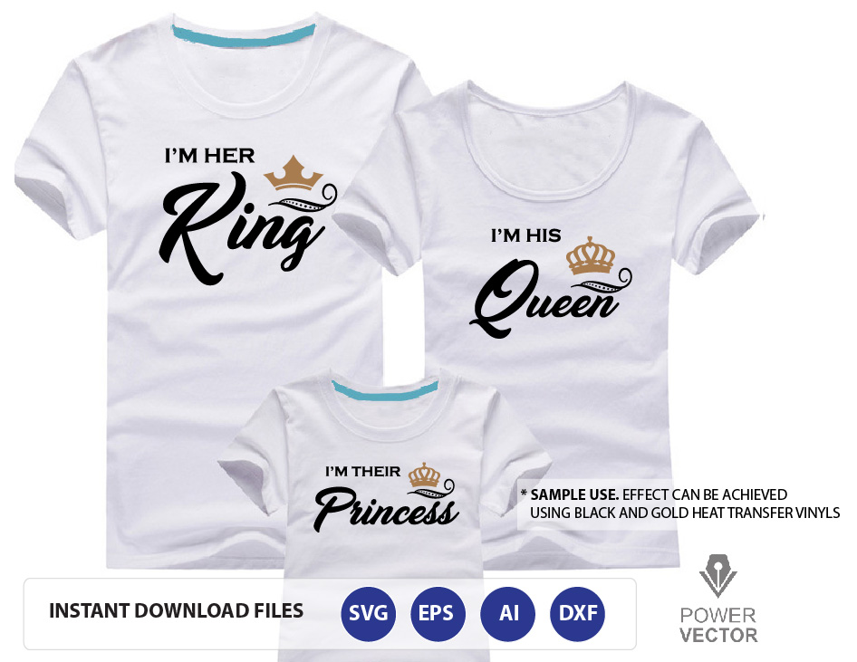 King Queen Princess Prince T Shirts Svg Cuttable Design Royal