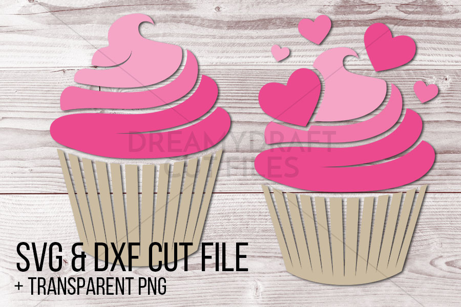 Cupcake with hearts clip art | SVG & DXF cut files