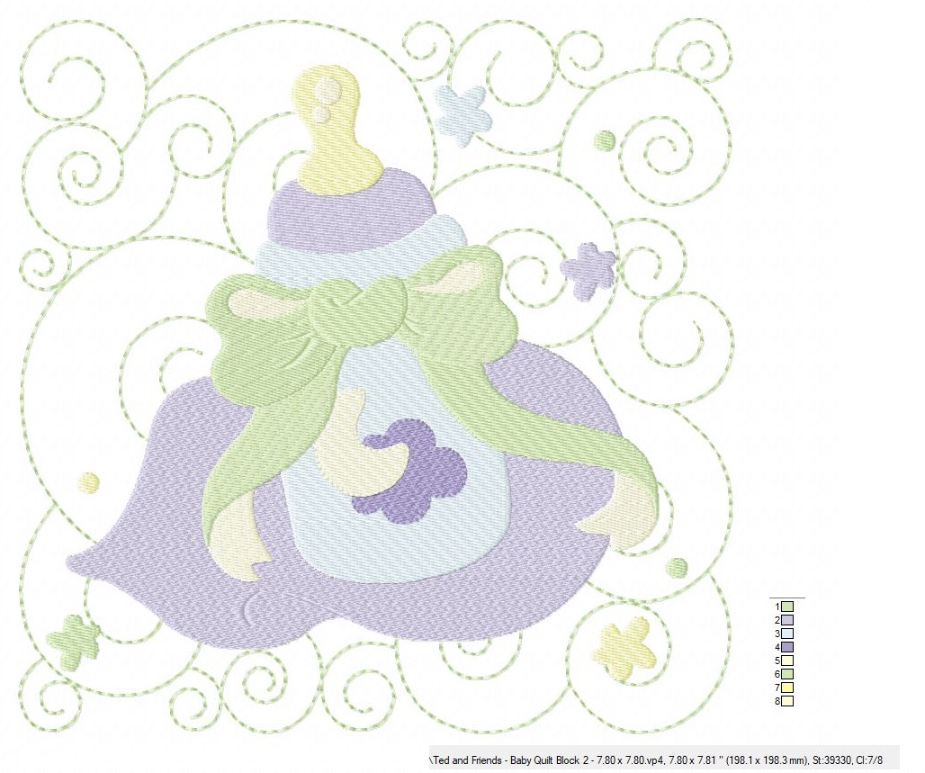 Baby Quilt Block 2 Machine Embroidery Design in 3 sizes