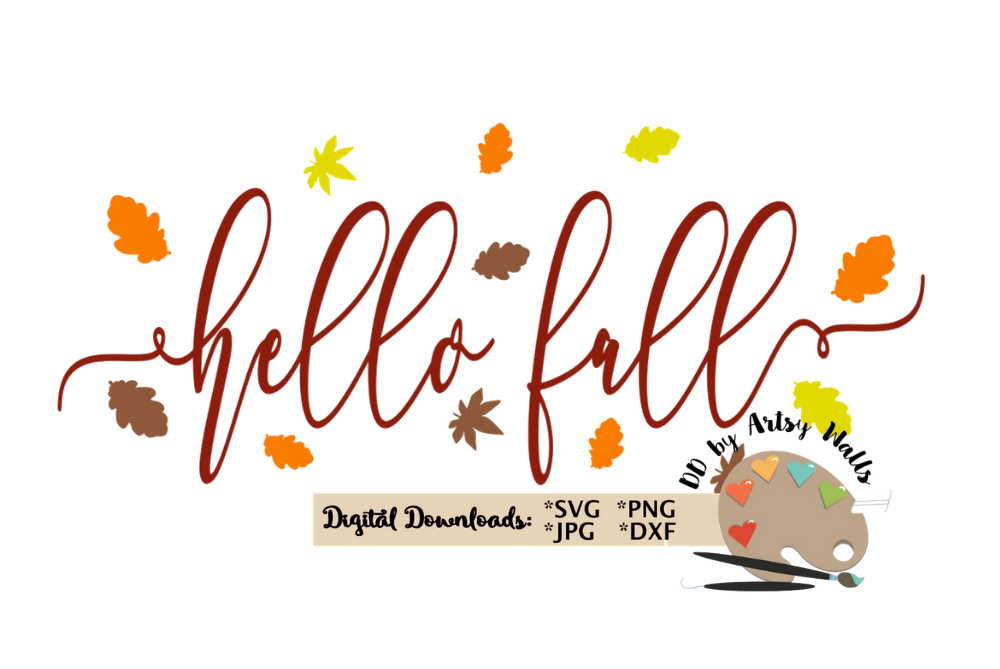 Hello fall svg cut file fall leaves svg Thanksgiving svg