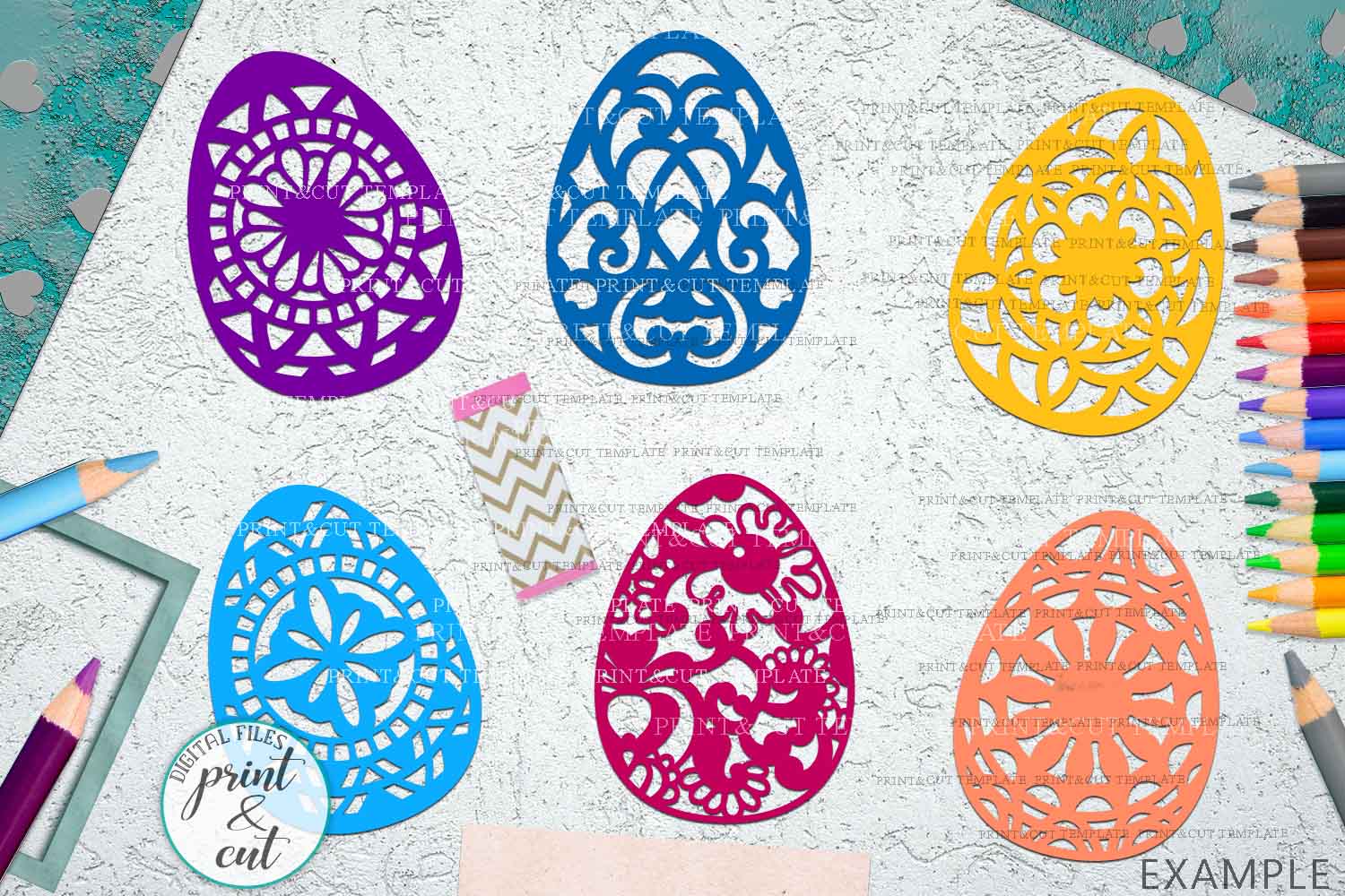 Easter Zentagle Mandala Patterned eggs bundle svg cut files (195498