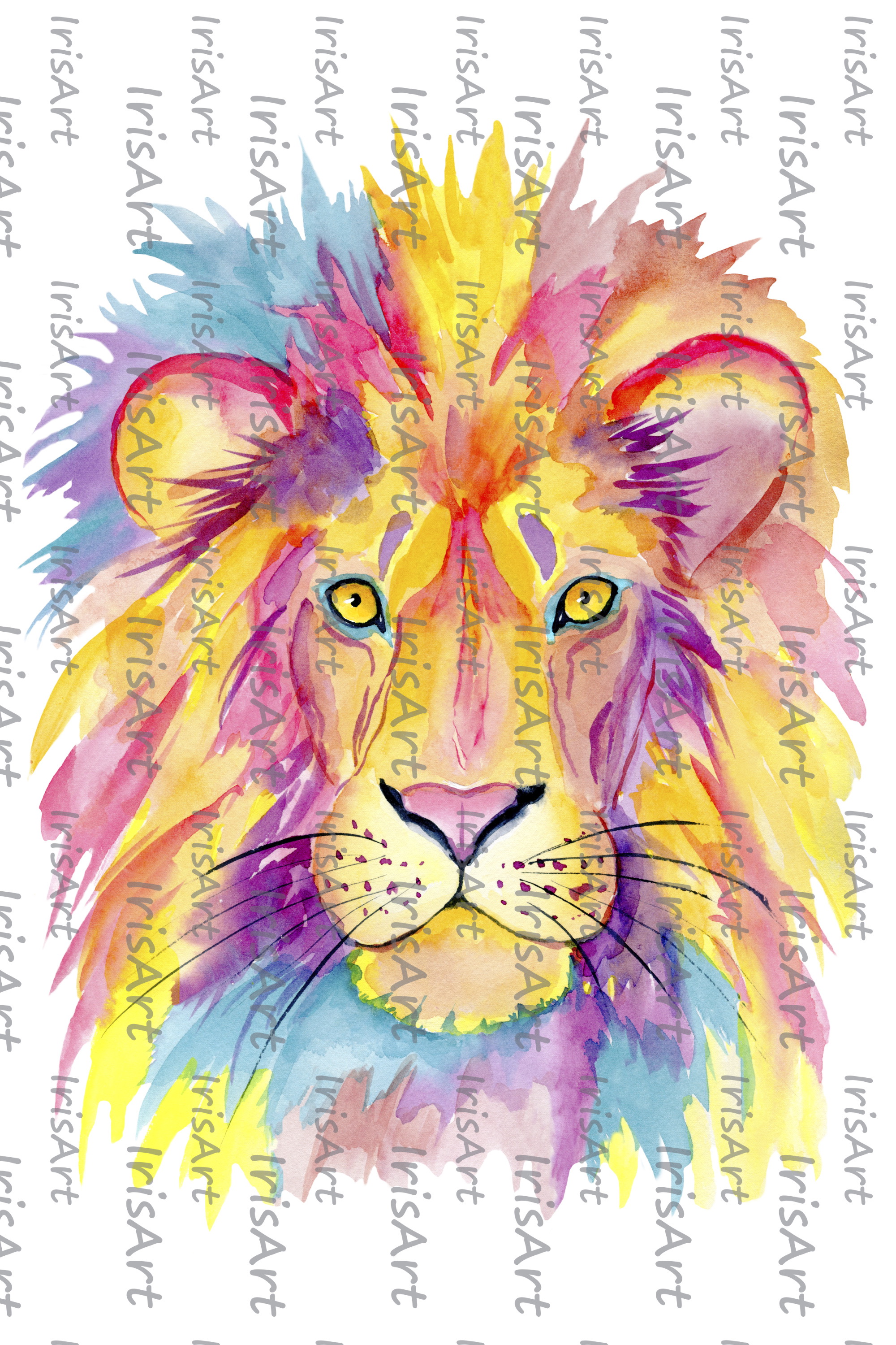 Watercolor Lion - PNG Sublimation Design - Colorful Animals (444433
