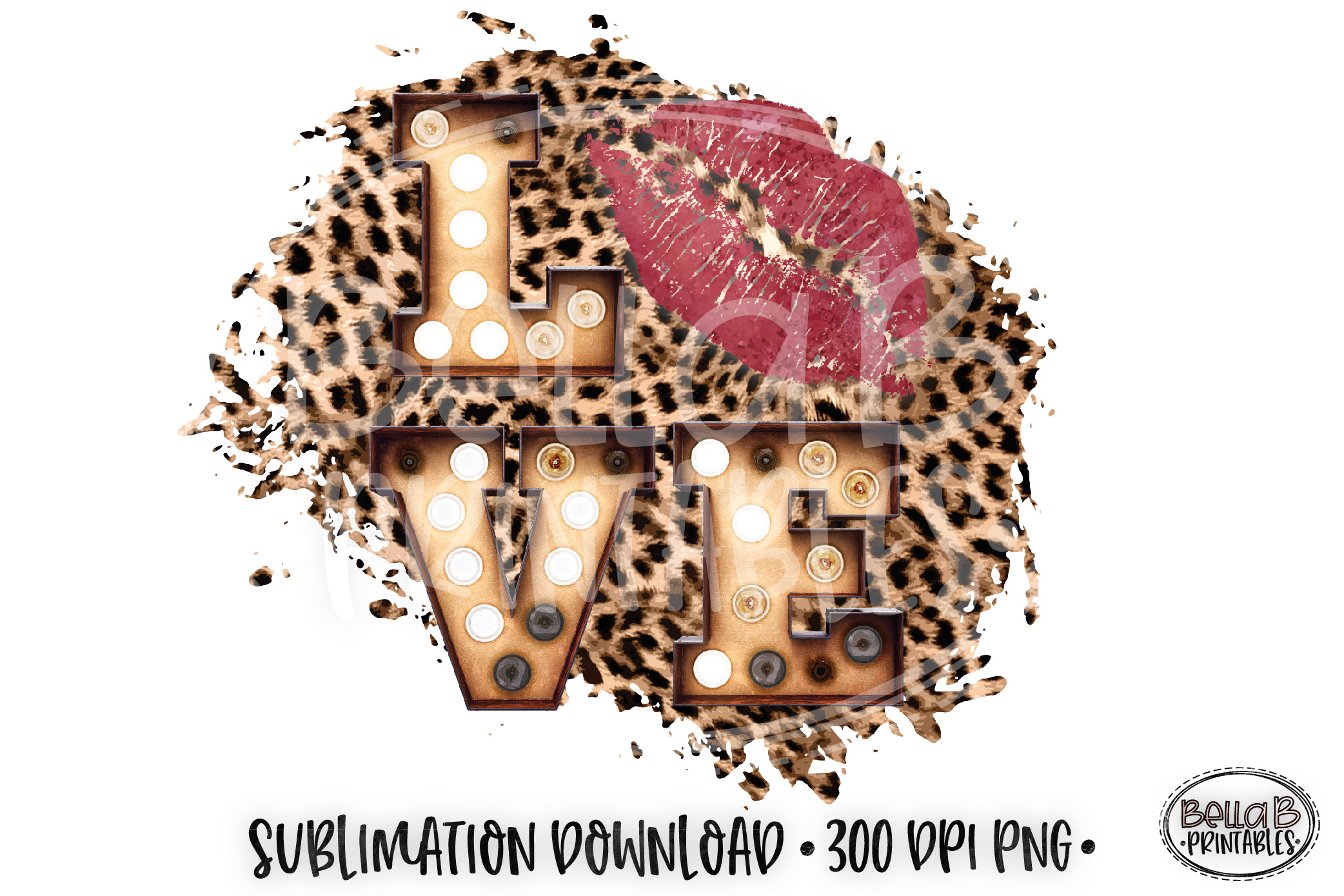 Valentine's Sublimation Design, Love Sublimation, Leopard