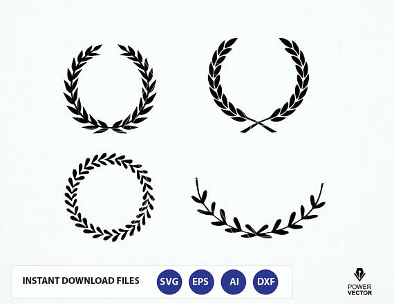 Download Leaf wreath svg. Leaf wreath Dxf. Laurel wreaths clipart digital download. Leaf circle monogram ...
