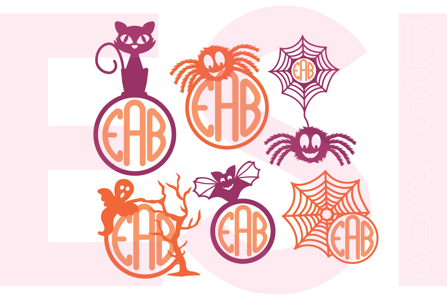 Download Halloween Monogram Designs - Set 1 (2181) | SVGs | Design Bundles