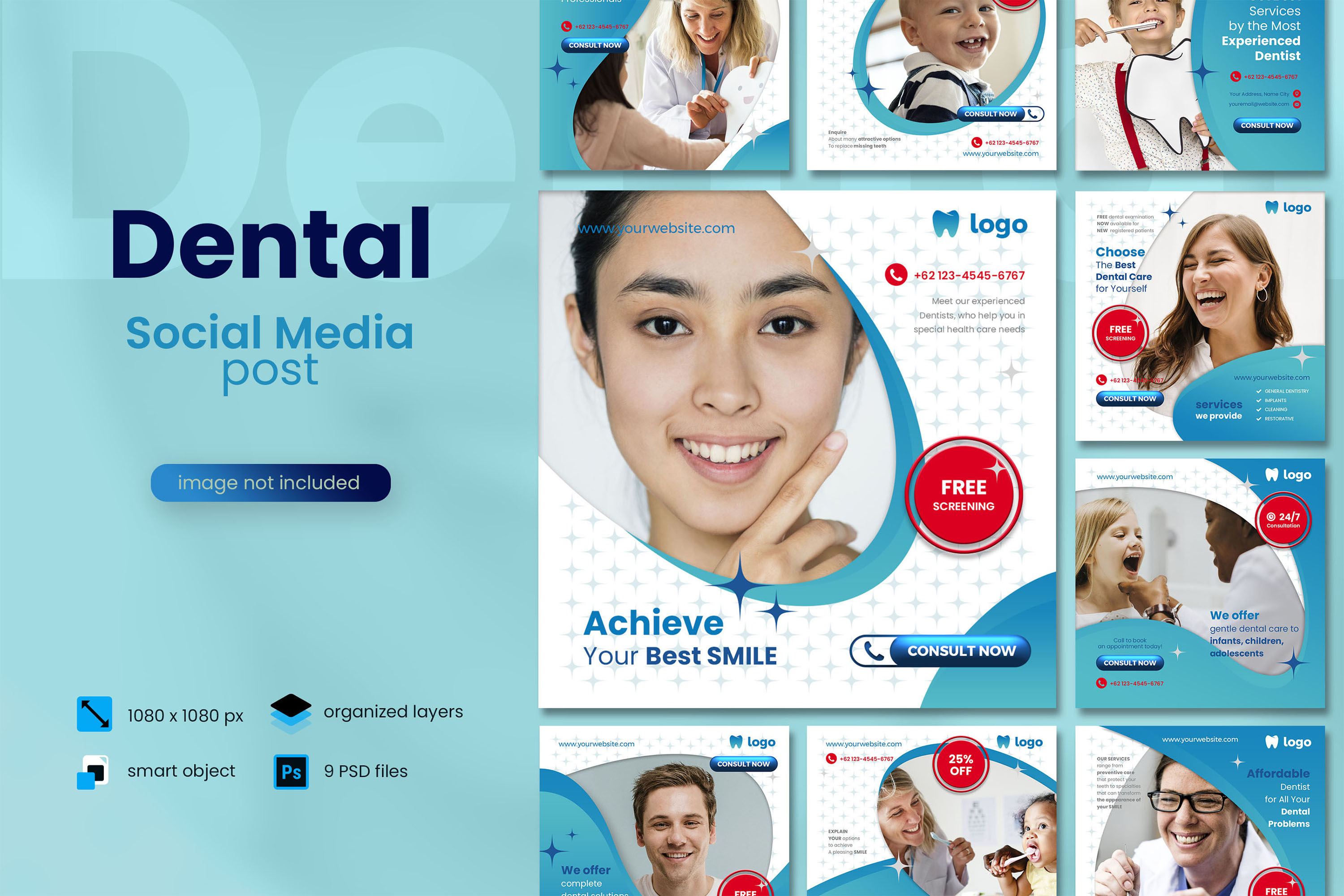 Dental Social Media Post template (489018) | Instagram | Design Bundles