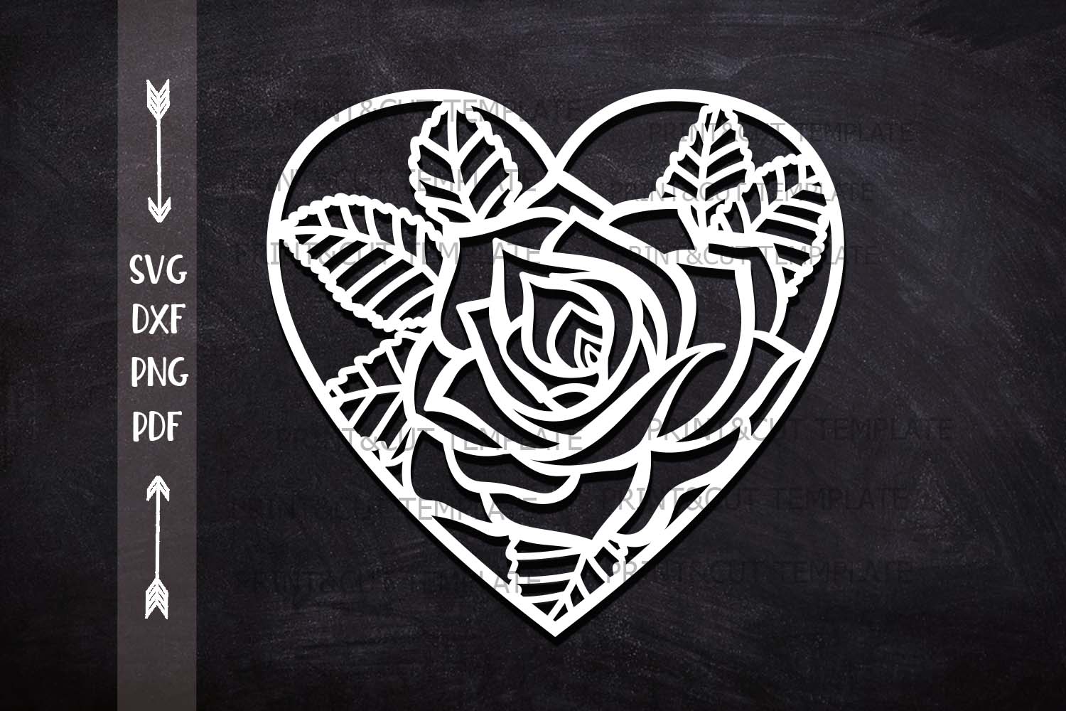 Heart Rose Floral cutting Wedding paper cut svg laser cut