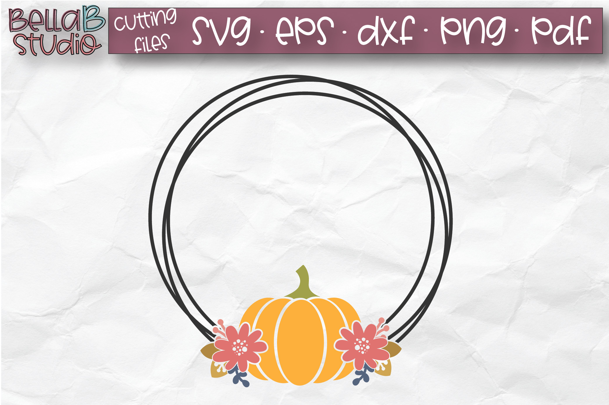 Pumpkin Monogram Frame SVG File, Circle Frame SVG, Fall SVG (352695