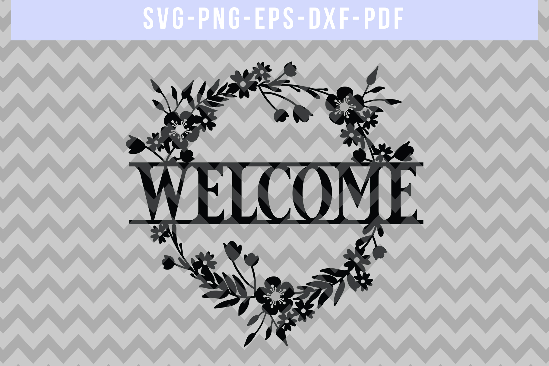 Download Welcome Wreath SVG Cut File, Laurel Papercut, DXF, PDF, PNG