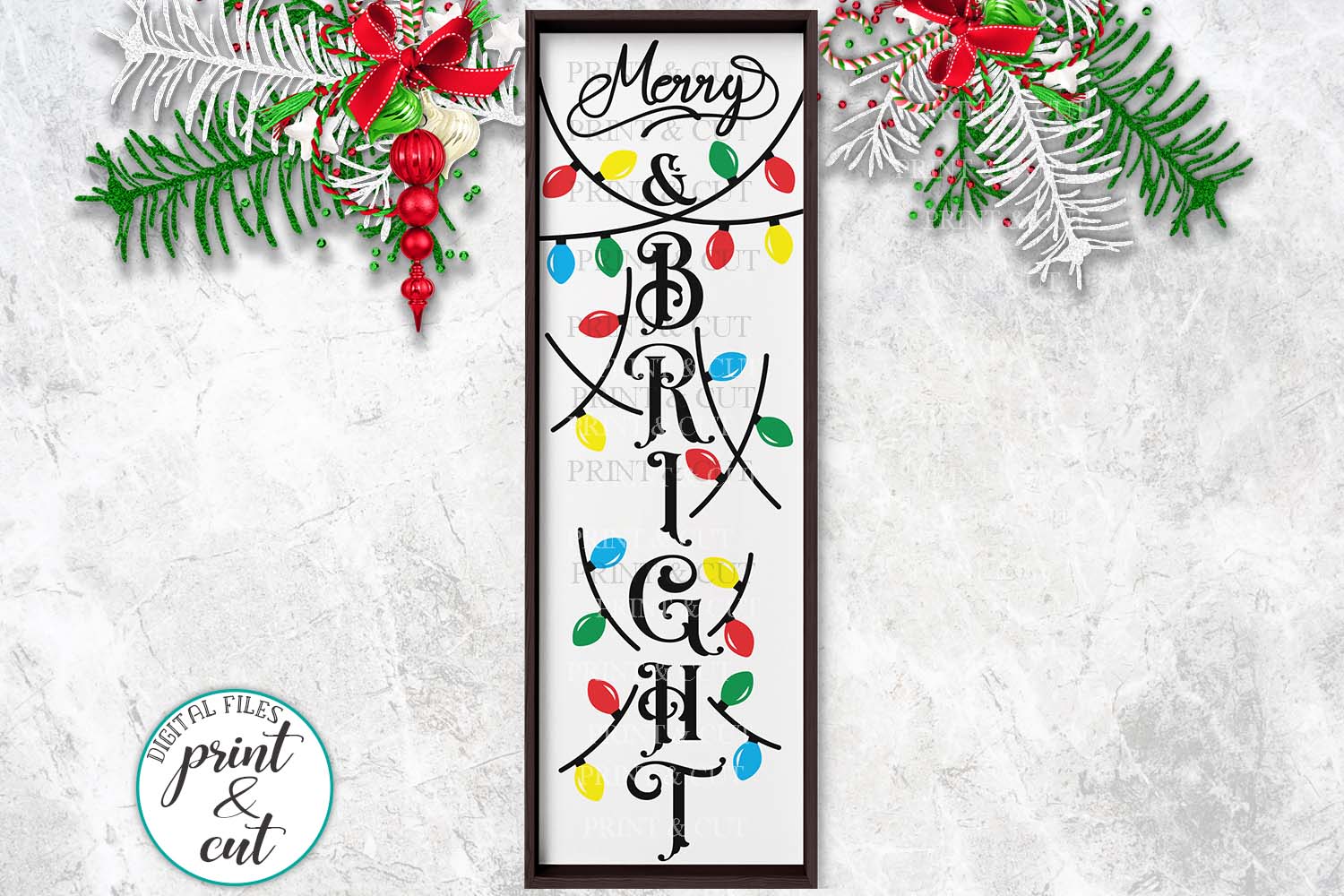 Download Christmas Merry and Bright vertical porch sign svg for cut ...