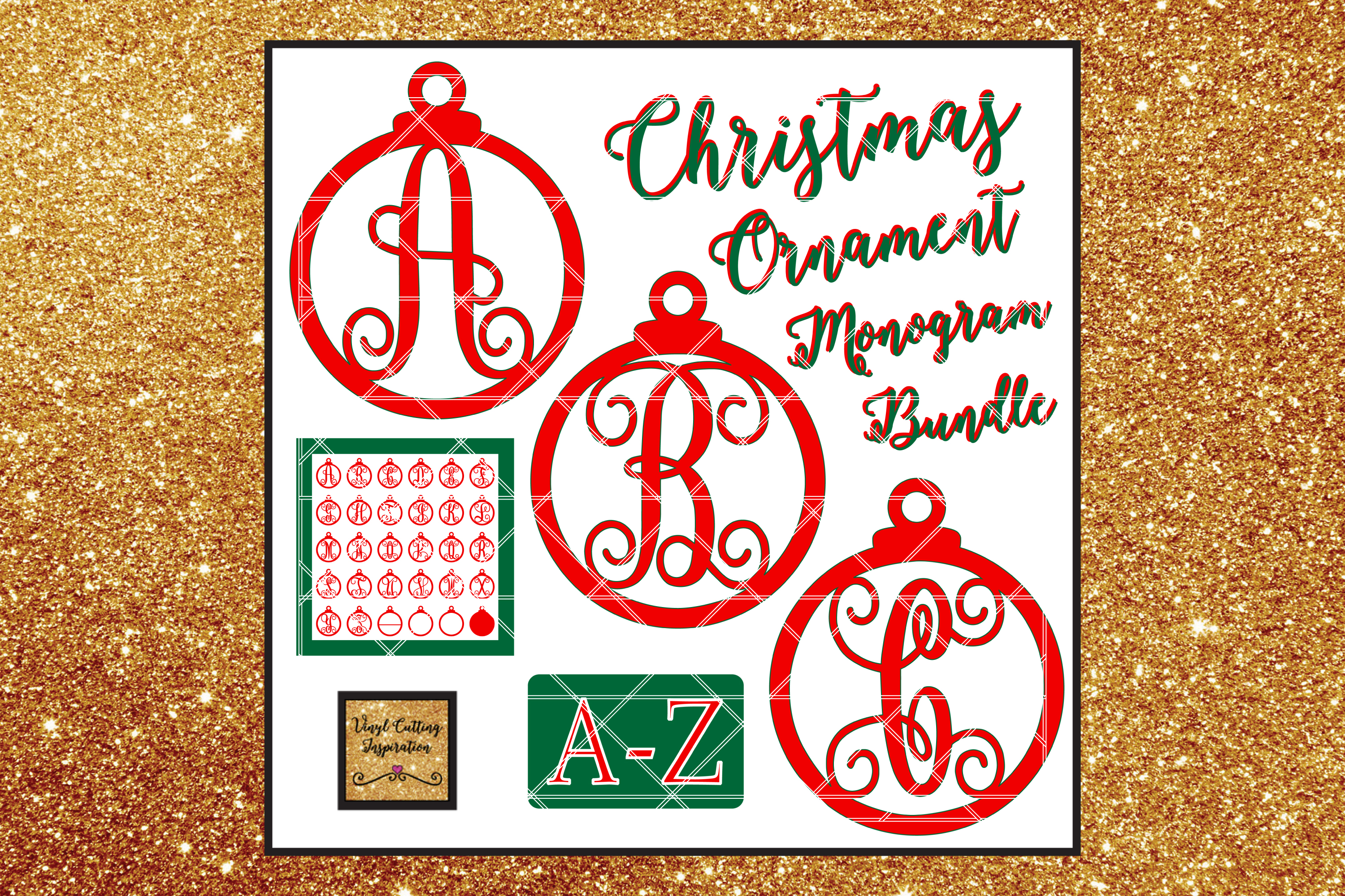 Christmas Svg, Christmas Ornament Svg, Monogram Bundle Svg