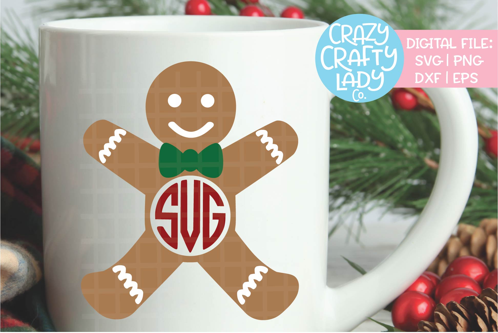 Download Gingerbread Man Monogram Frame SVG DXF EPS PNG Cut File ...