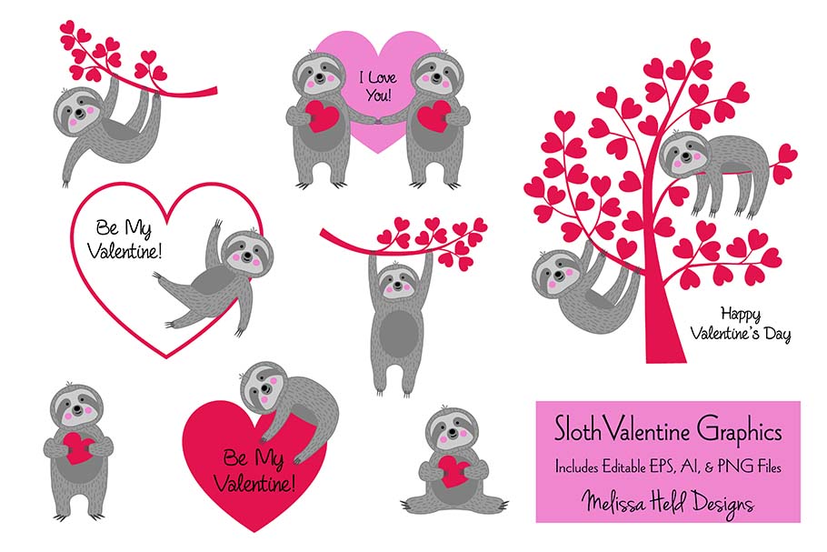 valentines sloth teddy