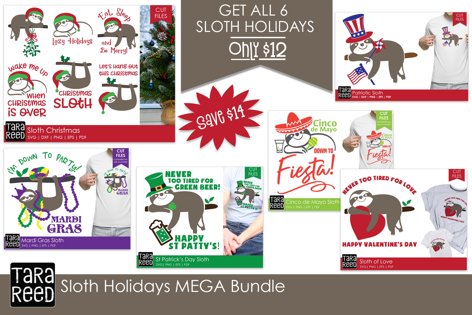 Download Sloth Holiday MEGA Bundle - SVG and Cut Files for Craft ...