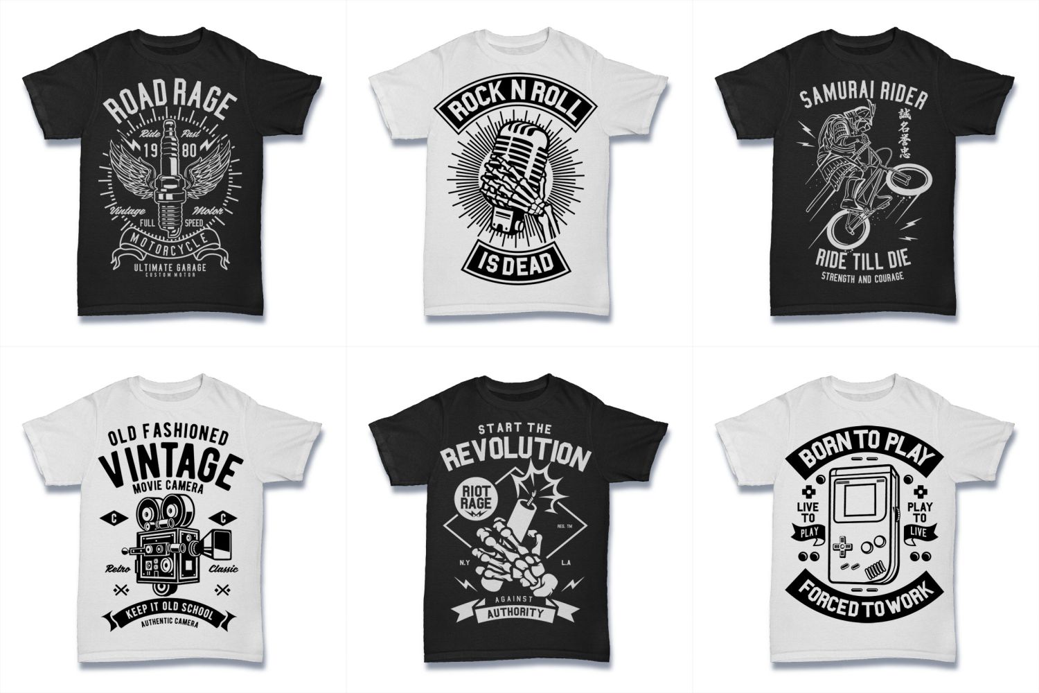 Download 100 Vector Tshirt Designs ( B/W Concept )