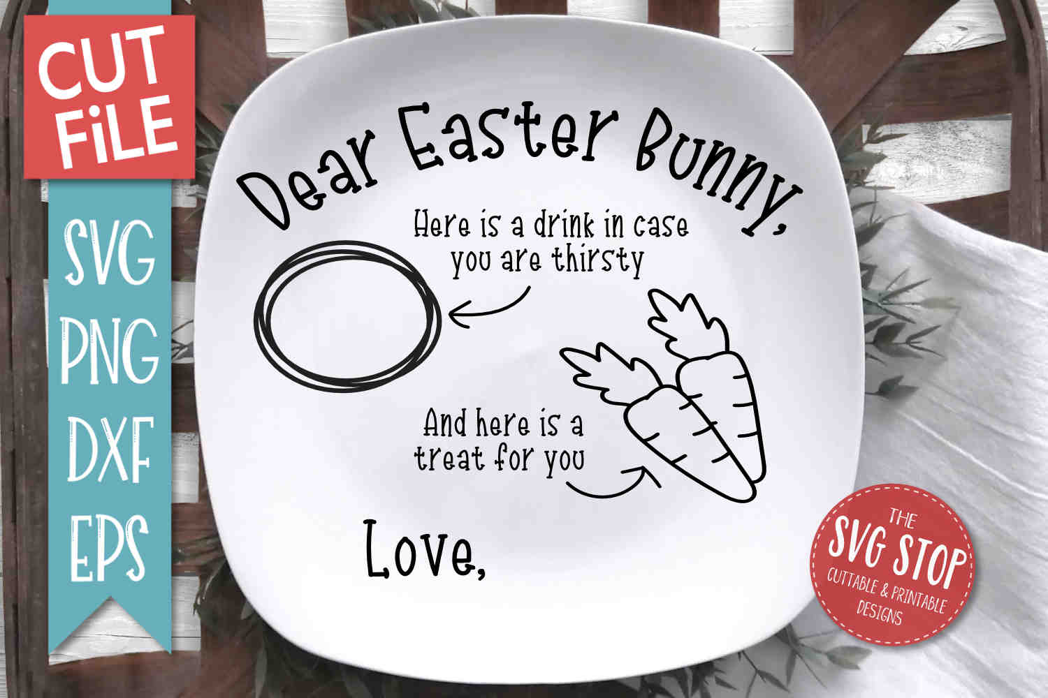 Easter Bunny Plate SVG, PNG, DXF, EPS
